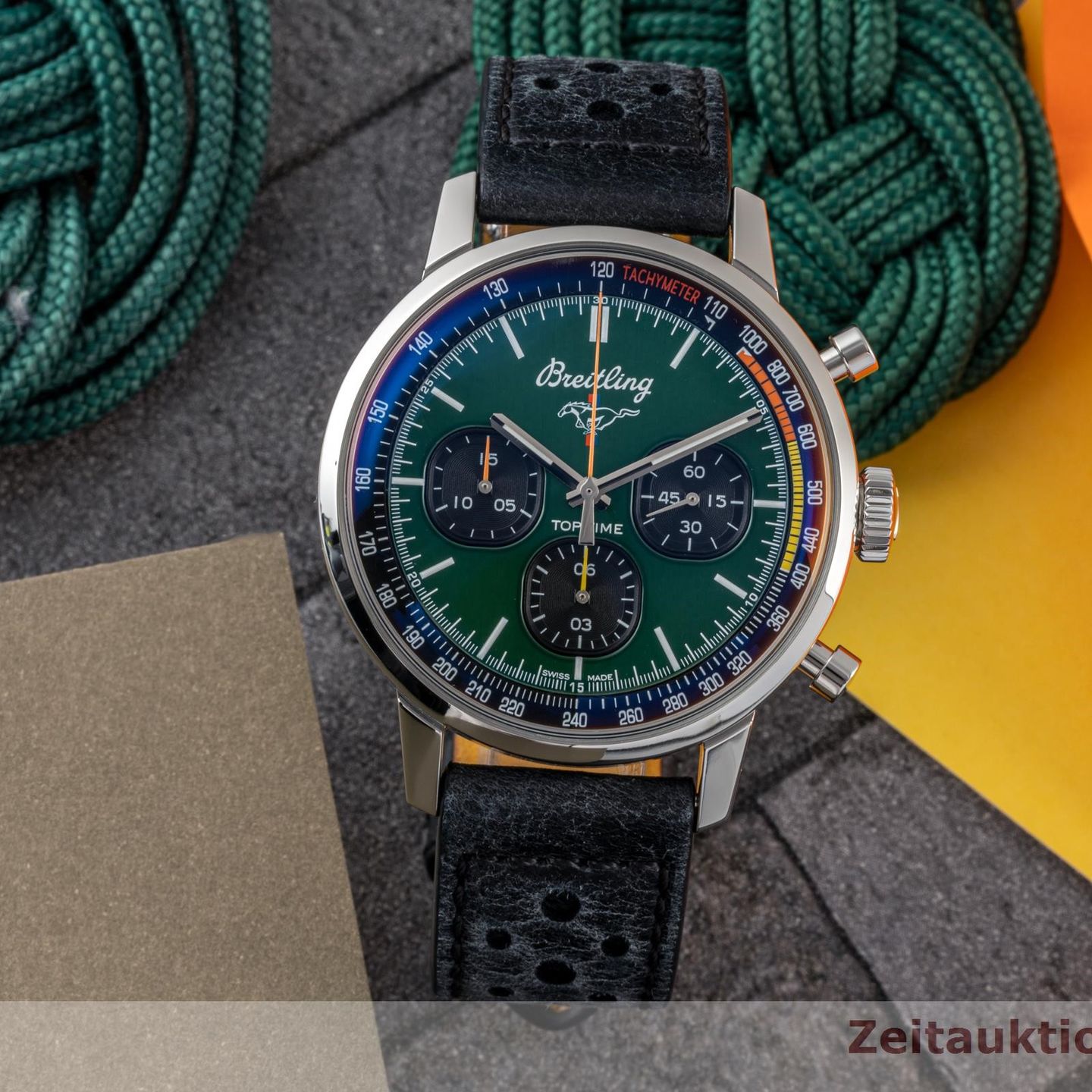 Breitling Top Time A253101A1L1X1 (2022) - Groen wijzerplaat 42mm Staal (1/8)