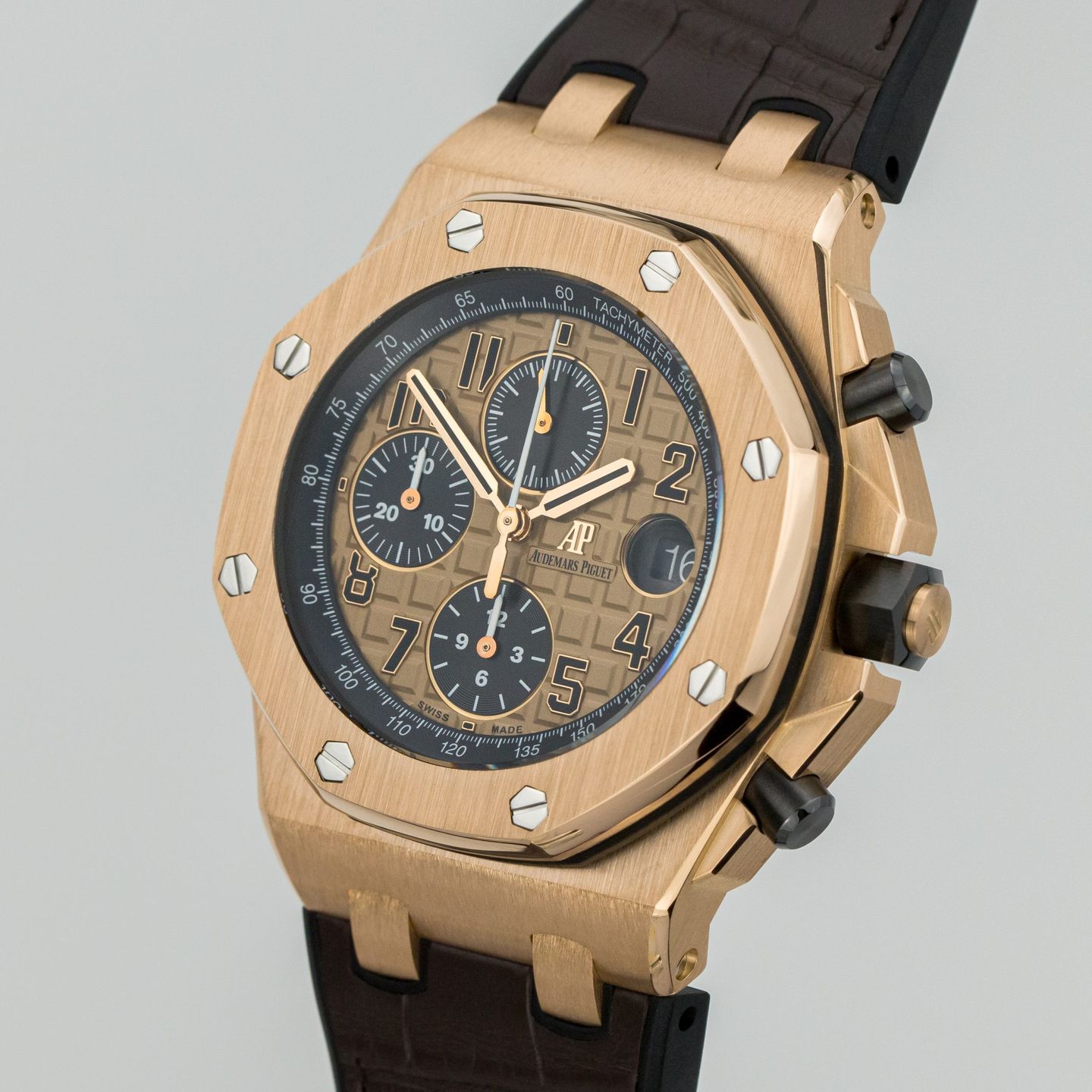 Audemars Piguet Royal Oak Offshore Chronograph 26470OR.OO.A002CR.01 (Unknown (random serial)) - Gold dial 42 mm Rose Gold case (1/7)