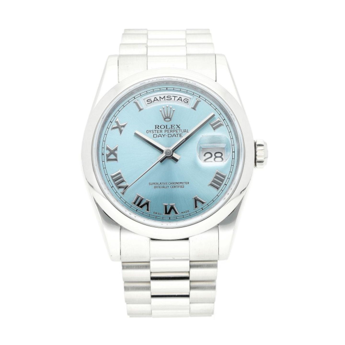 Rolex Day-Date 36 118206 (2010) - Blauw wijzerplaat 36mm Platina (1/8)