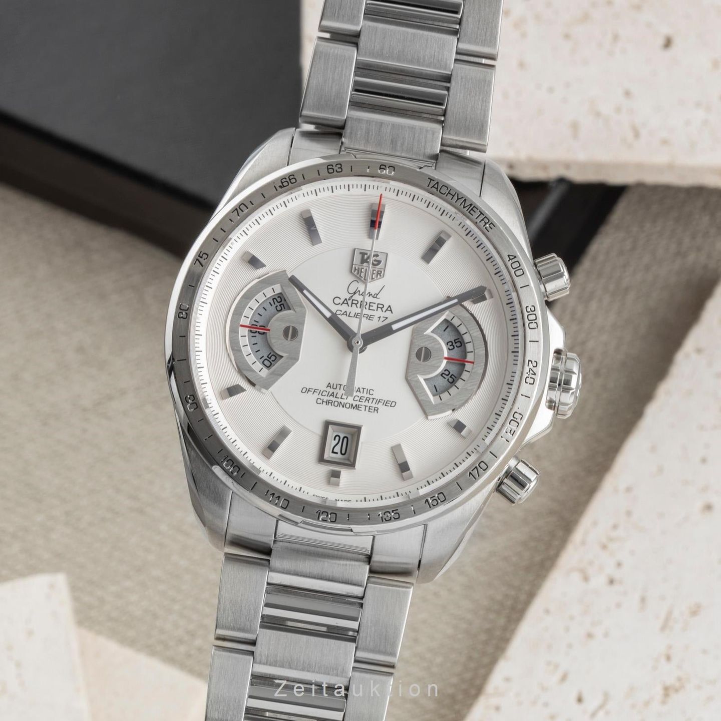 TAG Heuer Grand Carrera CAV511B (Unknown (random serial)) - Silver dial 43 mm Steel case (1/8)