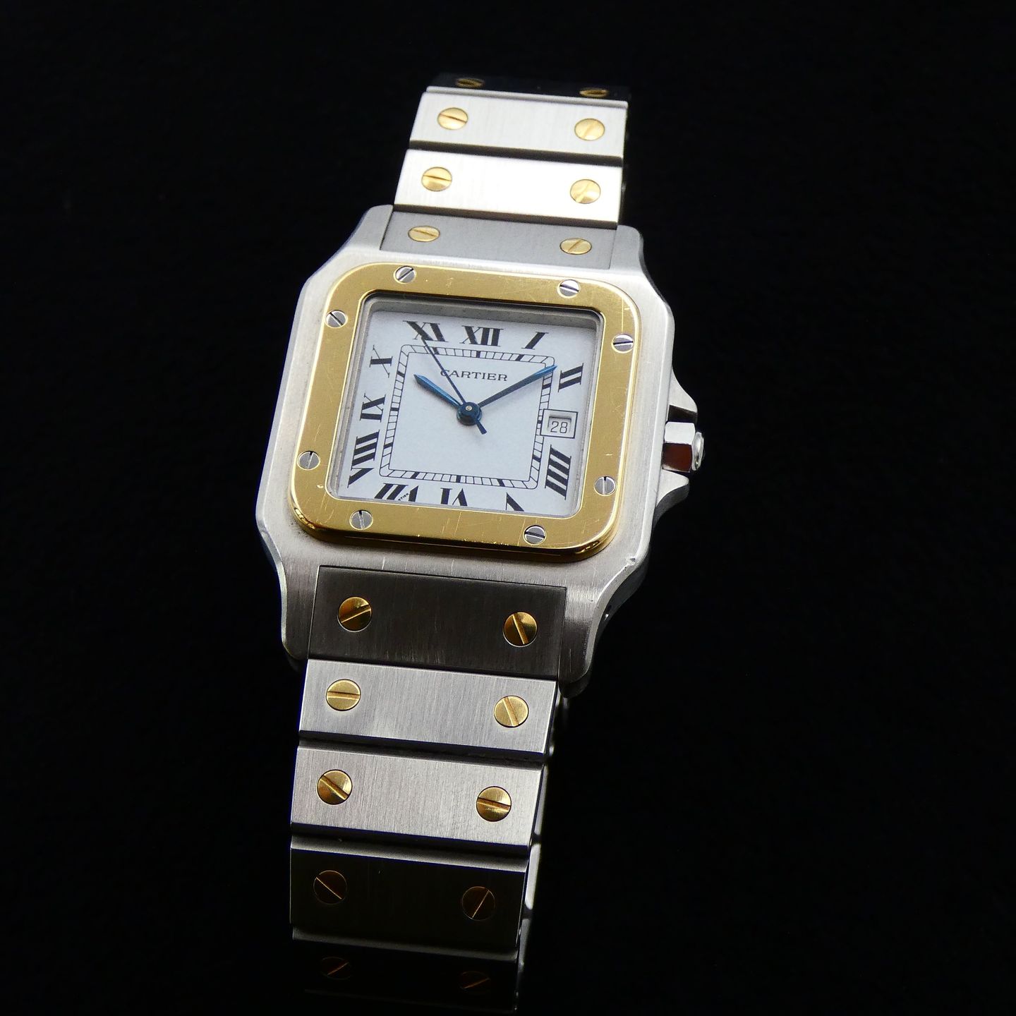 Cartier Santos 2961 (1990) - White dial 41 mm Gold/Steel case (3/3)