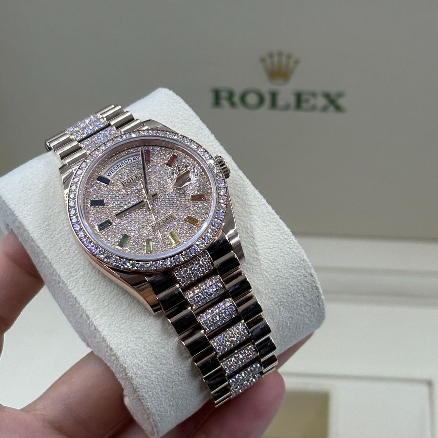 Rolex Day-Date 36 128345RBR (2024) - Diamant wijzerplaat 36mm Roségoud (7/8)