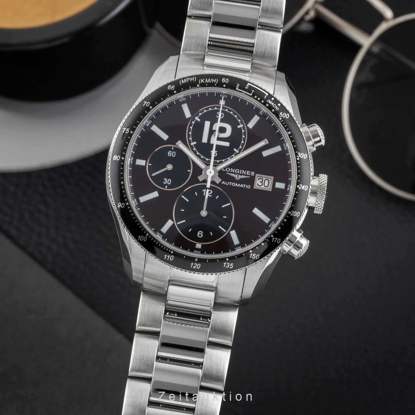 Longines Grande Vitesse L3.636.4.60.0 (Unknown (random serial)) - Black dial 42 mm Steel case (1/8)