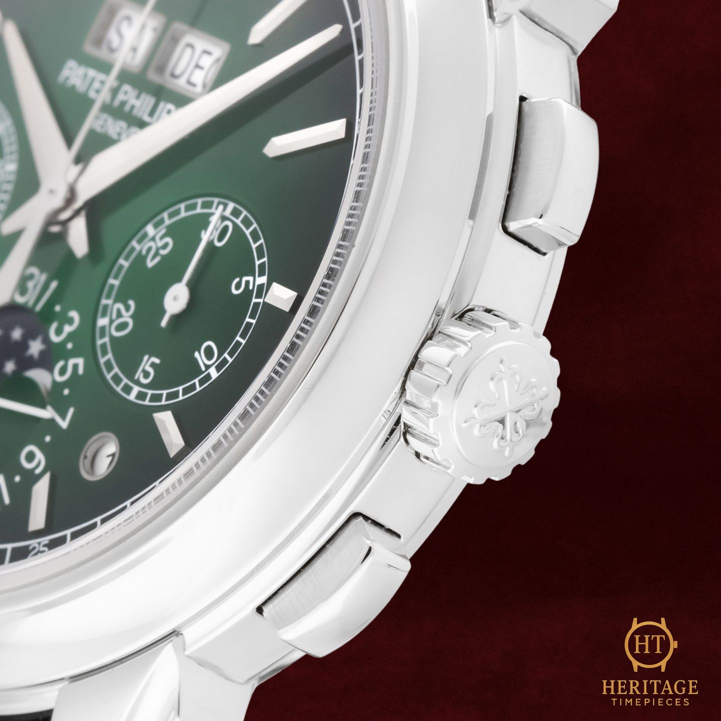Patek Philippe Perpetual Calendar Chronograph 5270P-014 (2023) - Green dial 41 mm Platinum case (3/8)