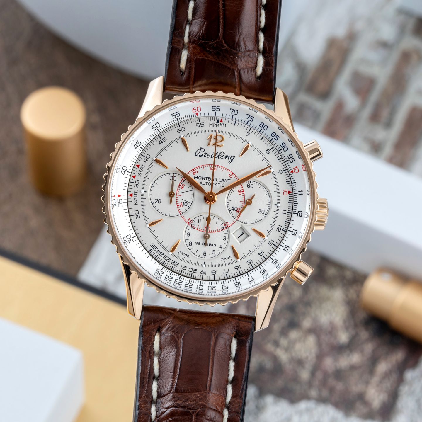 Breitling Montbrillant H41330 (2000) - 38 mm Rose Gold case (3/8)