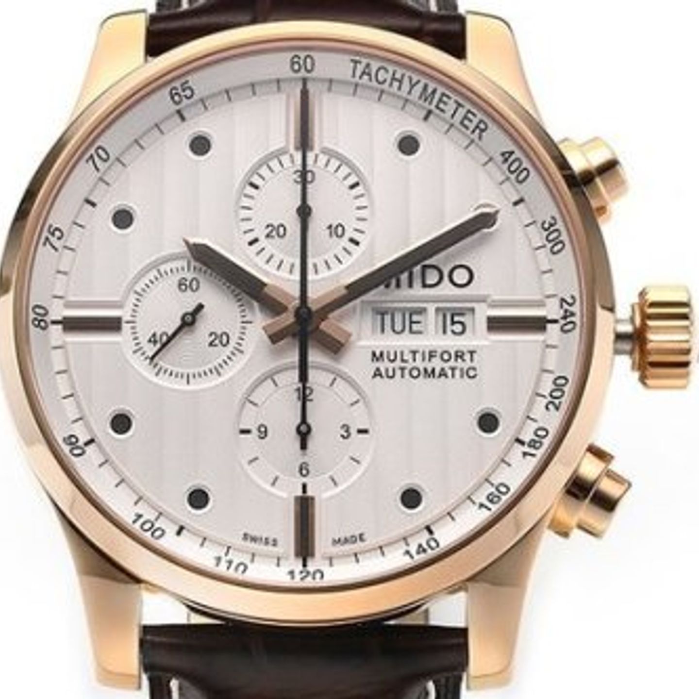 Mido Multifort Chronograph M005.614.36.031.00 (Unknown (random serial)) - Silver dial 44 mm Gold/Steel case (1/1)