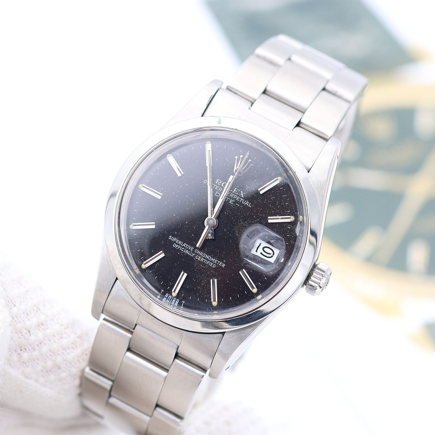Rolex Oyster Perpetual Date 15000 (Unknown (random serial)) - Black dial 34 mm Steel case (1/8)