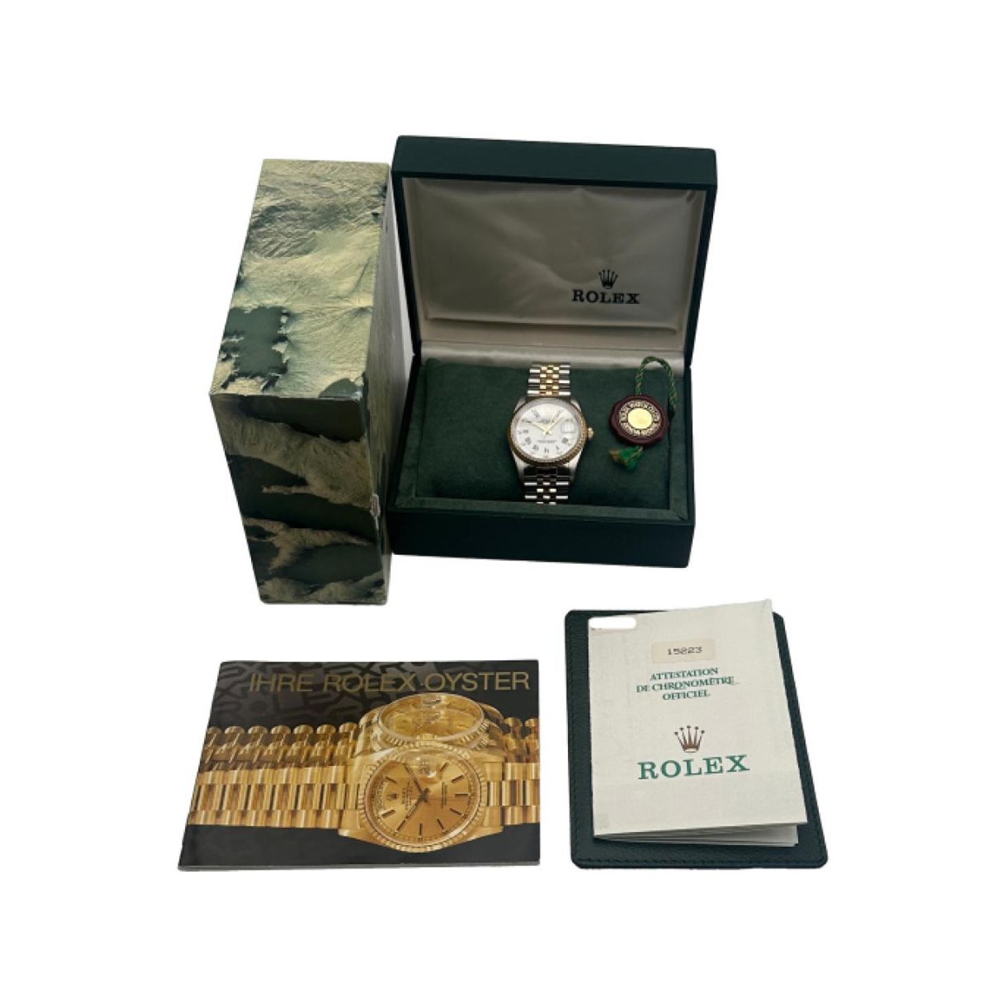 Rolex Oyster Perpetual Date 15223 (1993) - White dial 34 mm Gold/Steel case (5/5)