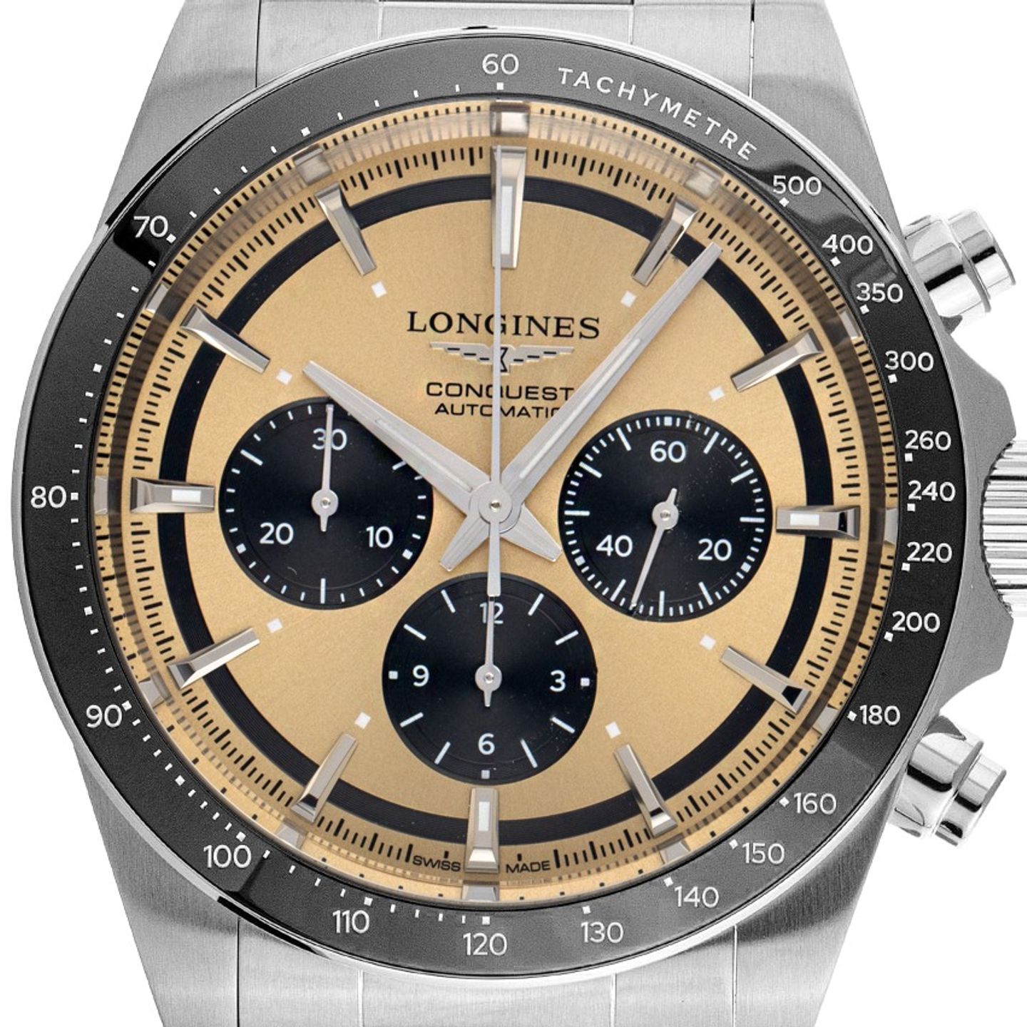 Longines Conquest L3.835.4.32.6 (2025) - Goud wijzerplaat 42mm Staal (1/7)