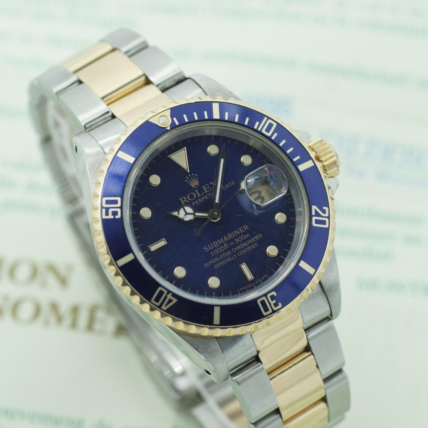 Rolex Submariner Date 116613 (1996) - Blue dial 40 mm Gold/Steel case (1/8)