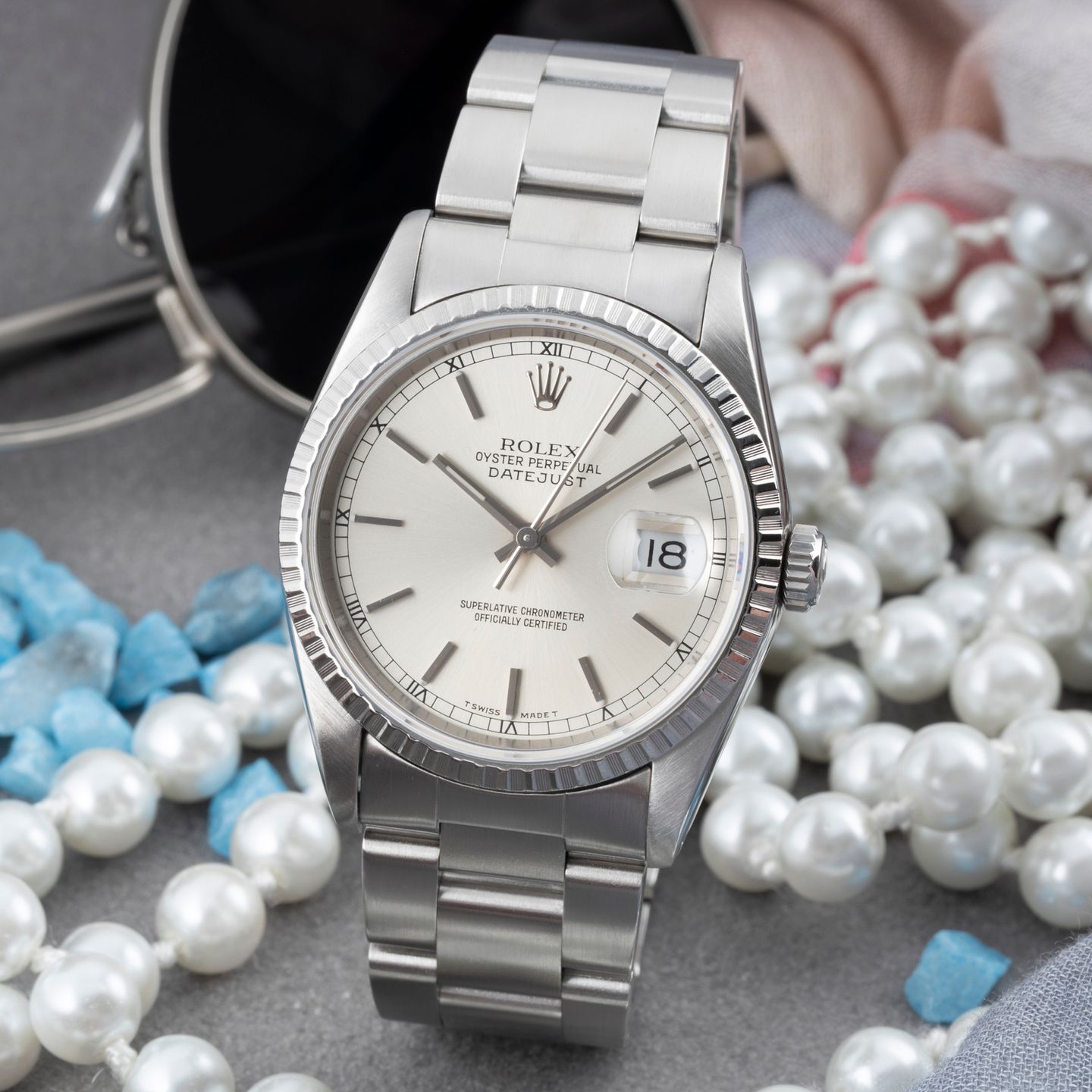 Rolex Datejust 36 16220 (1992) - Zilver wijzerplaat 36mm Staal (1/8)