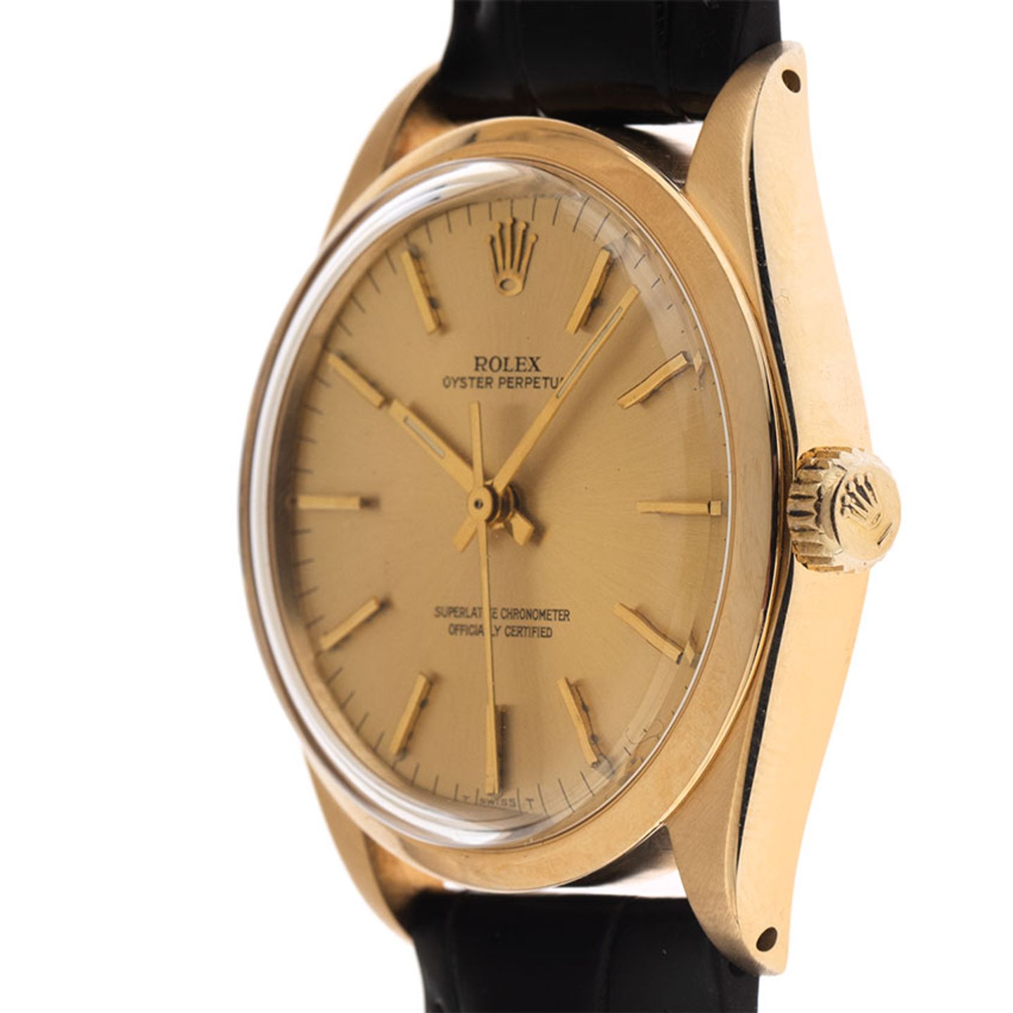 Rolex Oyster Perpetual 1002 (1977) - Champagne wijzerplaat 34mm Geelgoud (4/8)