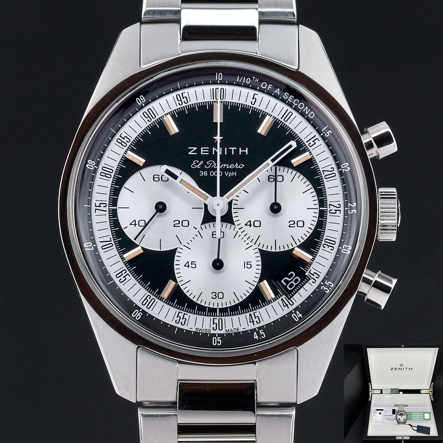 Zenith El Primero Chronomaster 03.3200.3600/21.M3200 (Onbekend (willekeurig serienummer)) - Zwart wijzerplaat 38mm Staal (1/8)