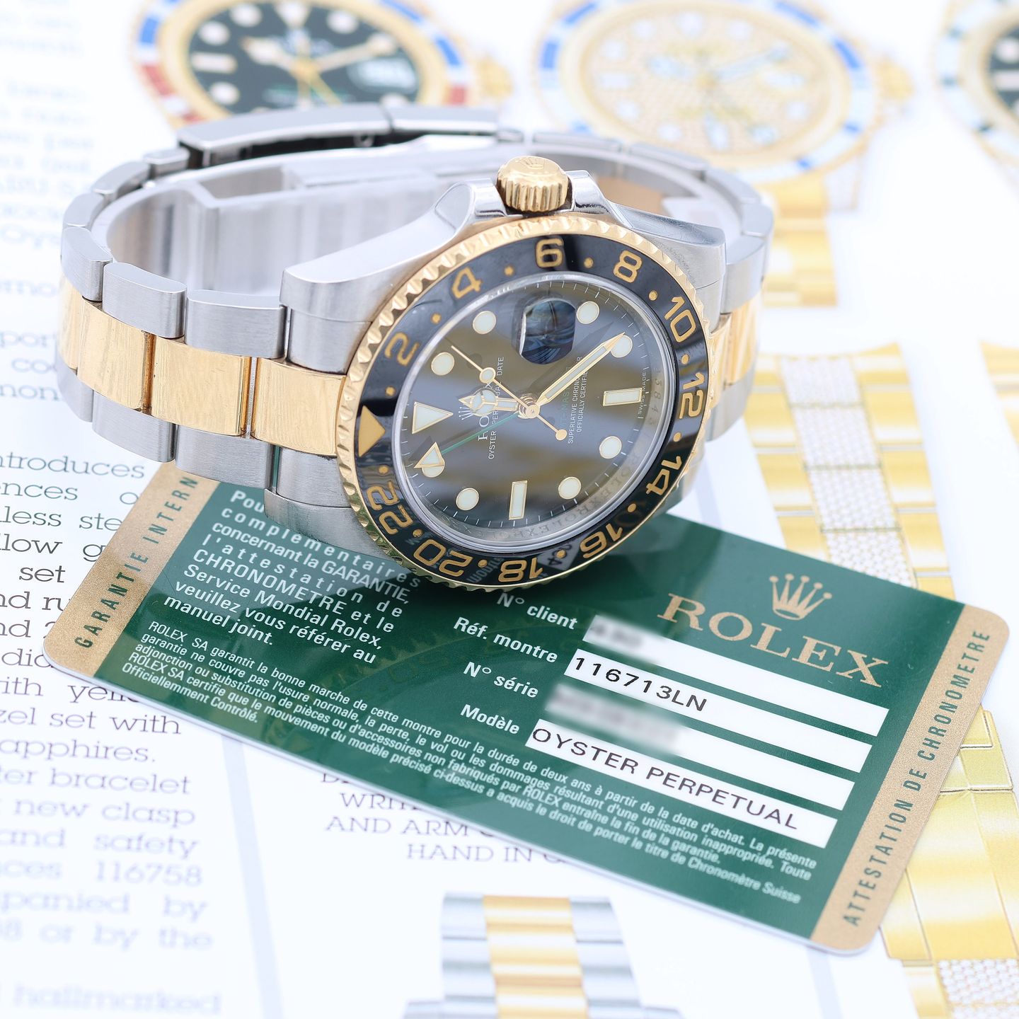 Rolex GMT-Master II 116713LN (Unknown (random serial)) - Black dial 40 mm Gold/Steel case (3/8)