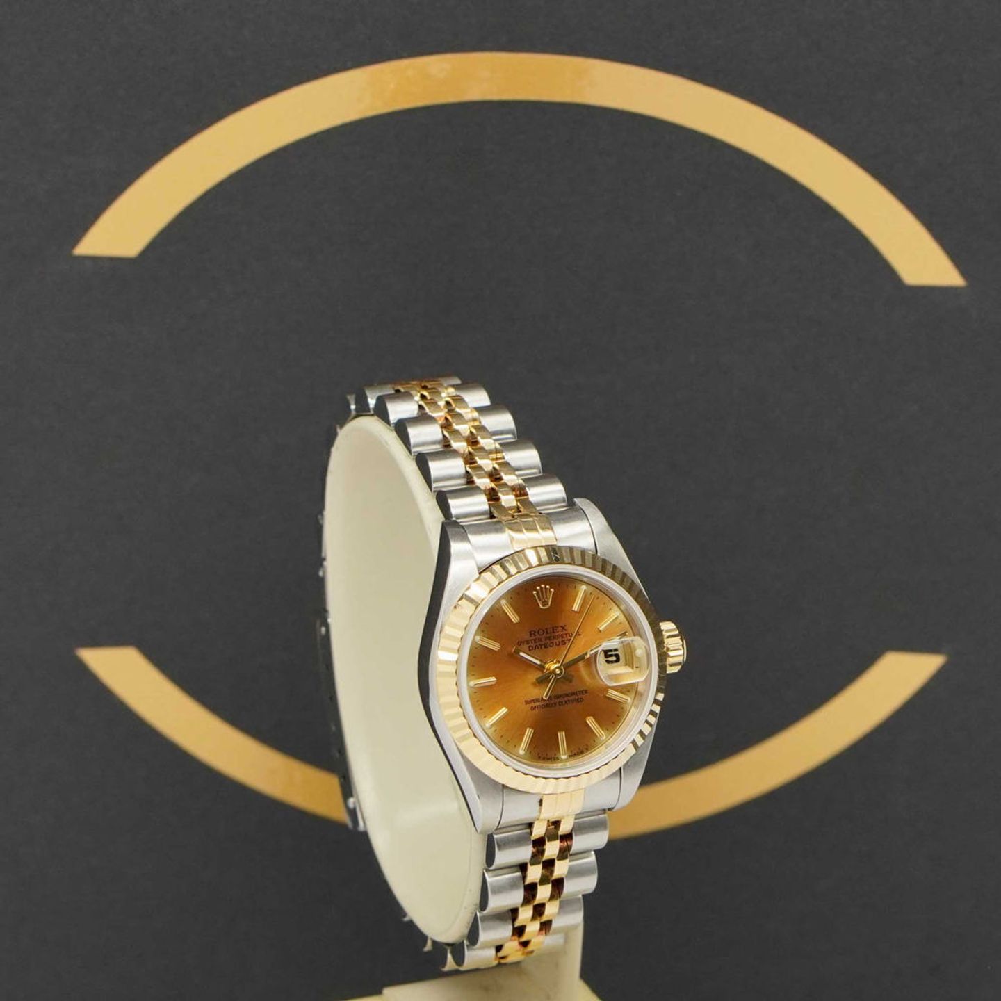 Rolex Lady-Datejust 69173 (1995) - Orange dial 26 mm Gold/Steel case (3/6)