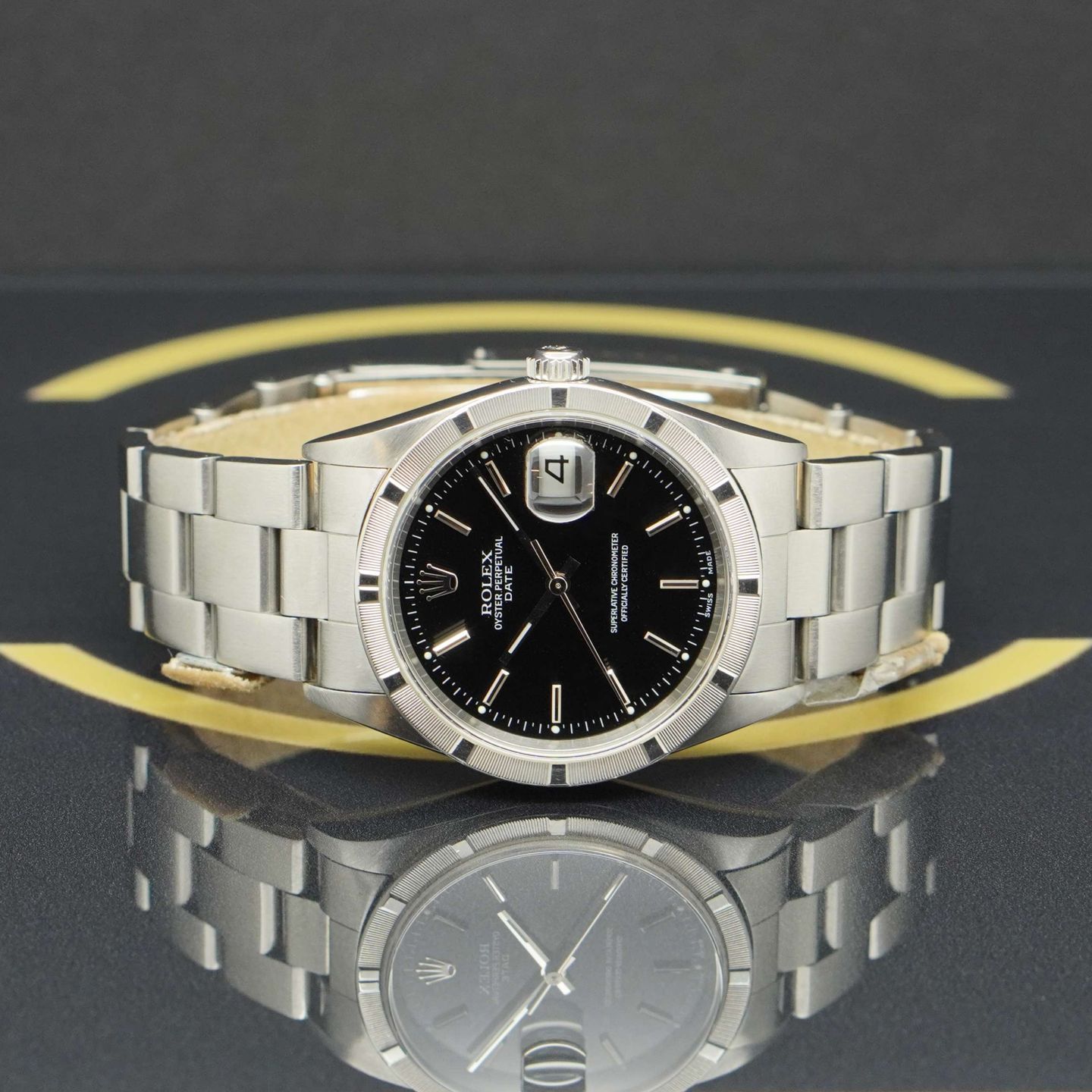 Rolex Oyster Perpetual Date 15210 (2001) - Zwart wijzerplaat 34mm Staal (4/7)