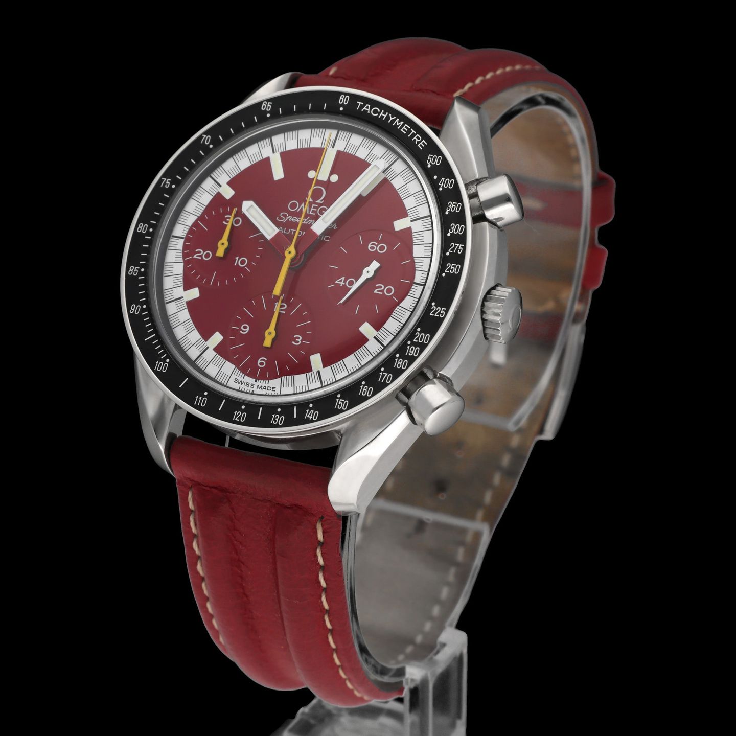 Omega Speedmaster Reduced 3810.61.41 (1998) - Red dial 39 mm Steel case (2/8)