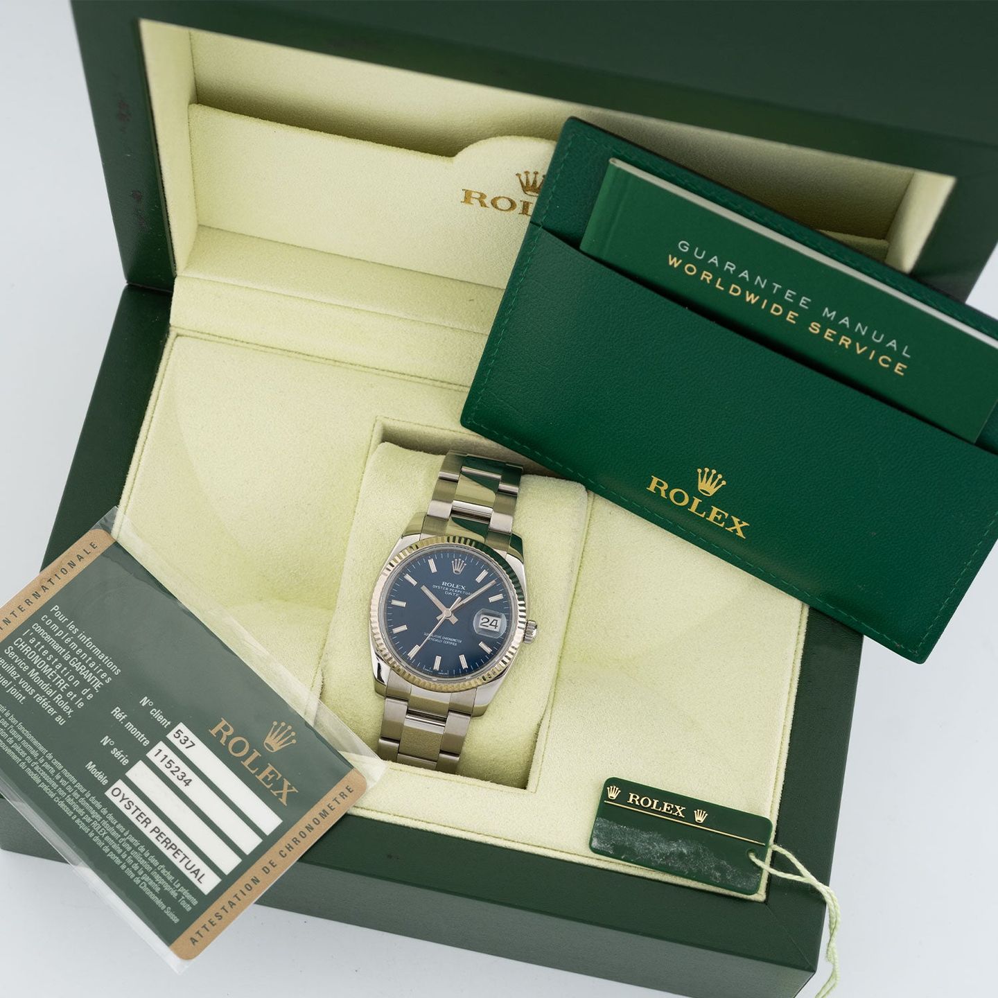 Rolex Oyster Perpetual Date 115234 (Unknown (random serial)) - Blue dial 34 mm Steel case (5/5)