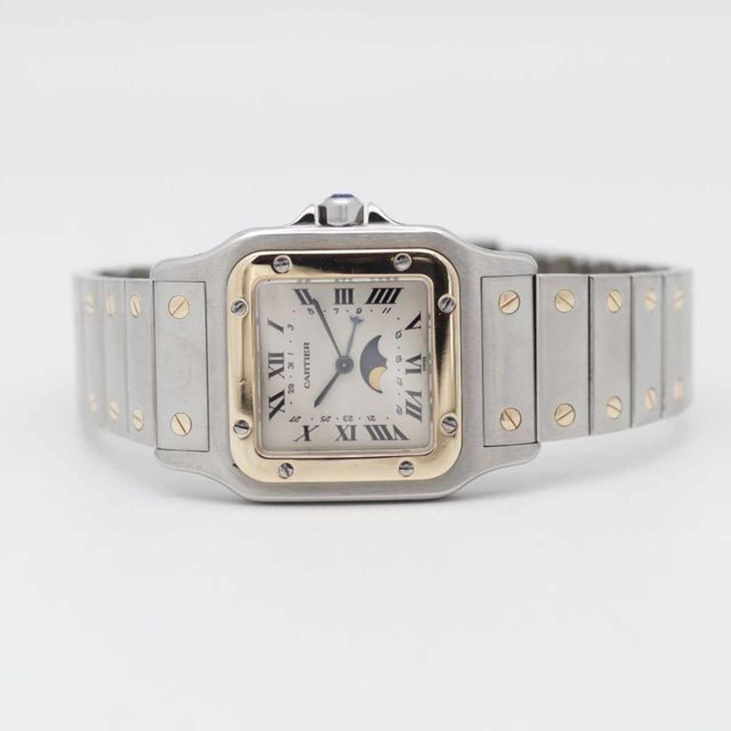 Cartier Santos 119901 (1990) - White dial 29 mm Gold/Steel case (8/8)