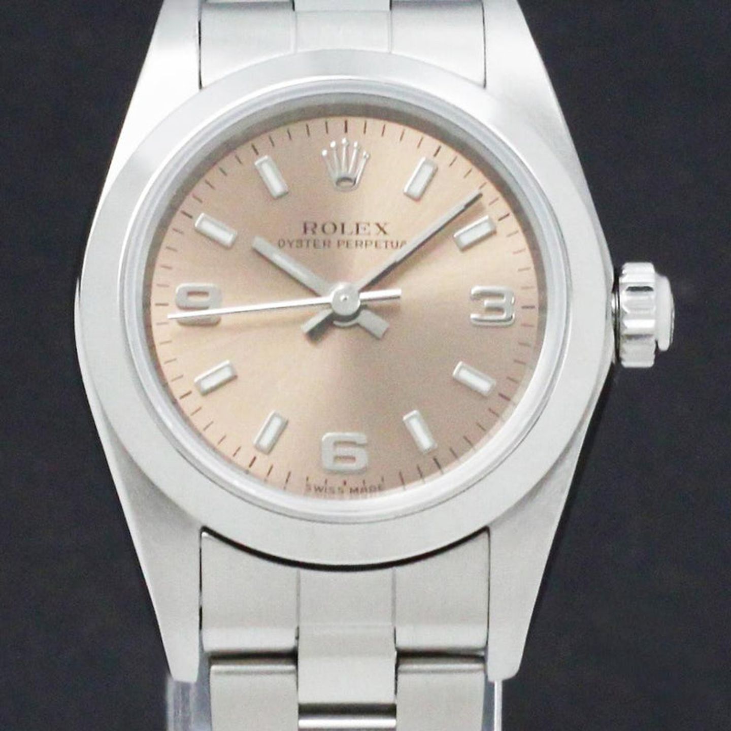 Rolex Oyster Perpetual 76080 (2003) - Roze wijzerplaat 26mm Staal (1/7)