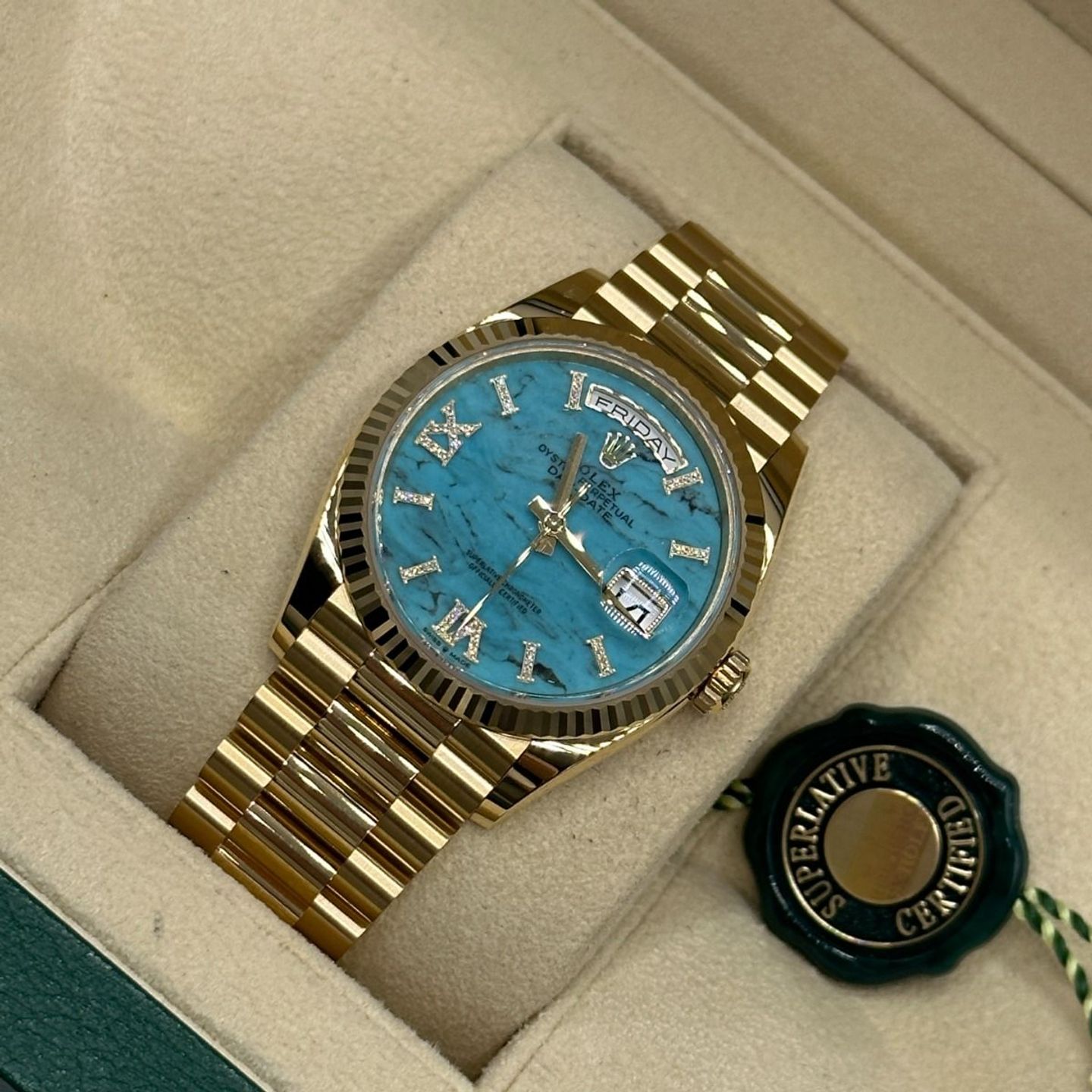 Rolex Day-Date 36 128238 (2024) - Blue dial 36 mm Yellow Gold case (8/8)