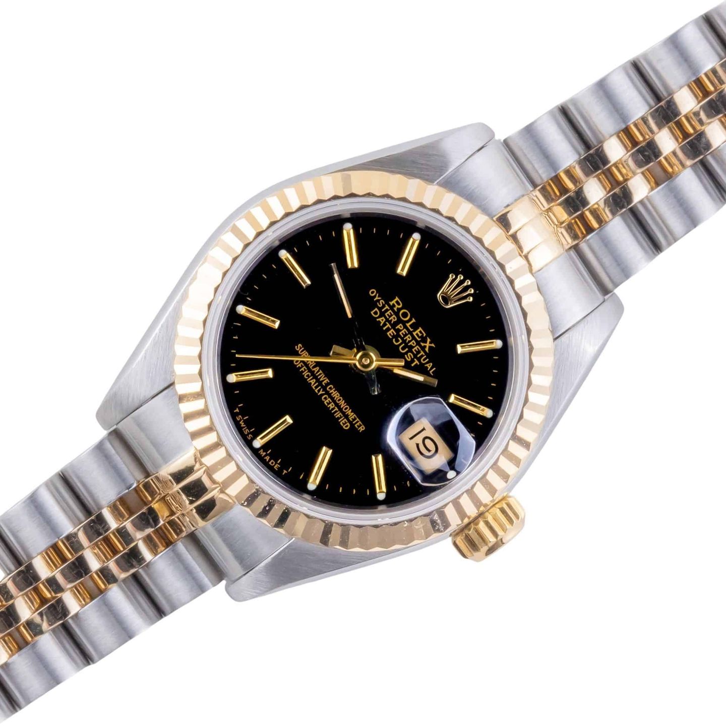Rolex Lady-Datejust 69173 (1991) - Black dial 26 mm Gold/Steel case (1/8)