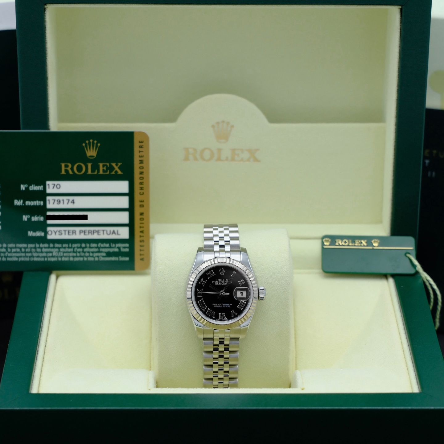 Rolex Lady-Datejust 179174 (2011) - Zwart wijzerplaat 26mm Staal (3/8)