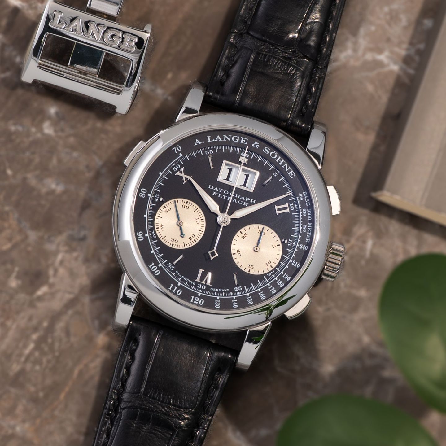 A. Lange & Söhne Datograph 403.035 (2000) - Black dial 39 mm Platinum case (1/8)