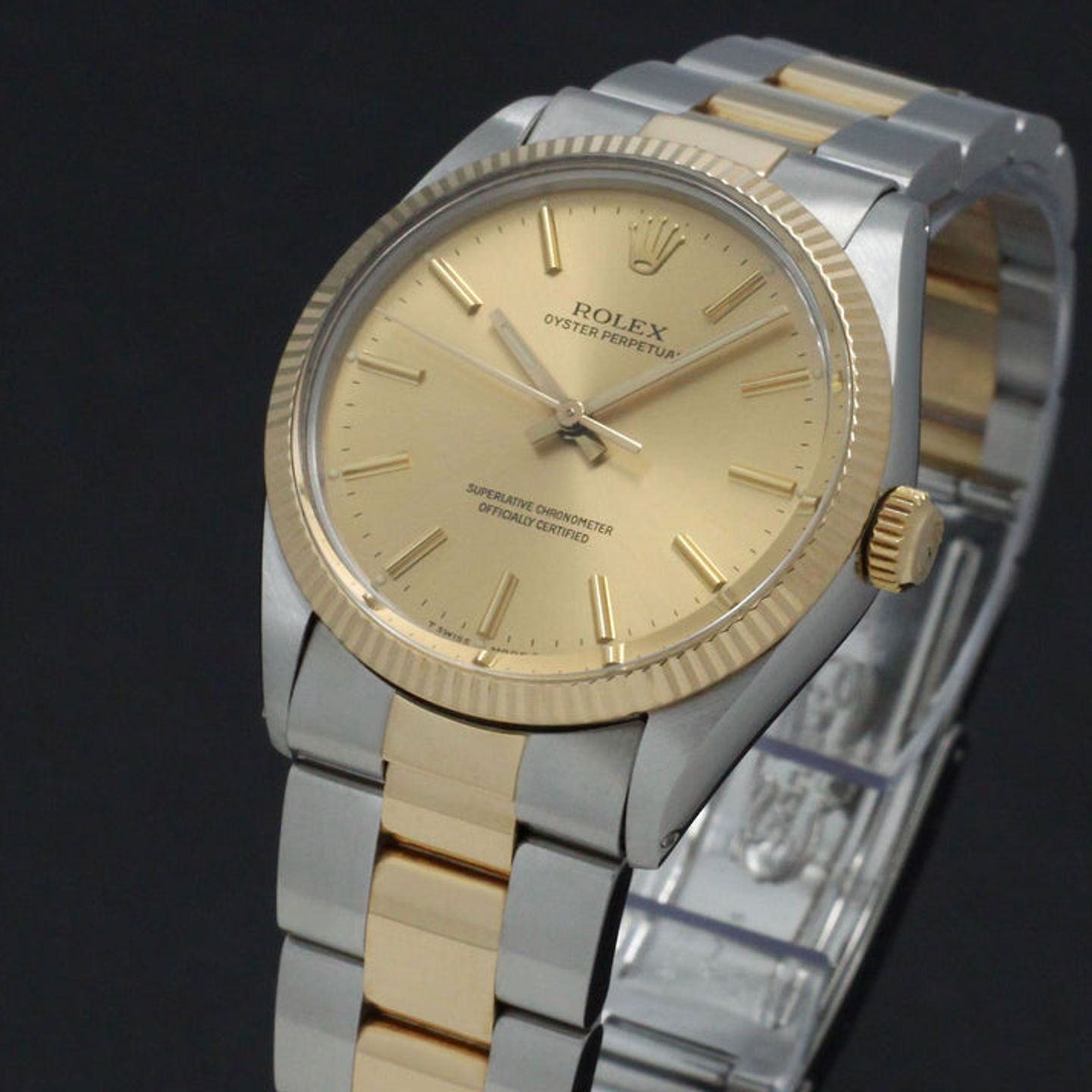 Rolex Oyster Perpetual 1005 (1988) - Goud wijzerplaat 34mm Goud/Staal (6/7)