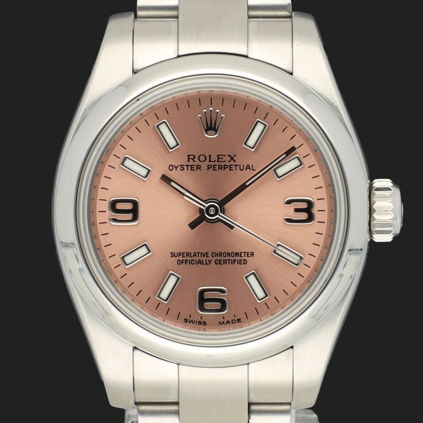 Rolex Oyster Perpetual 26 176200 (2012) - Roze wijzerplaat 26mm Staal (3/8)