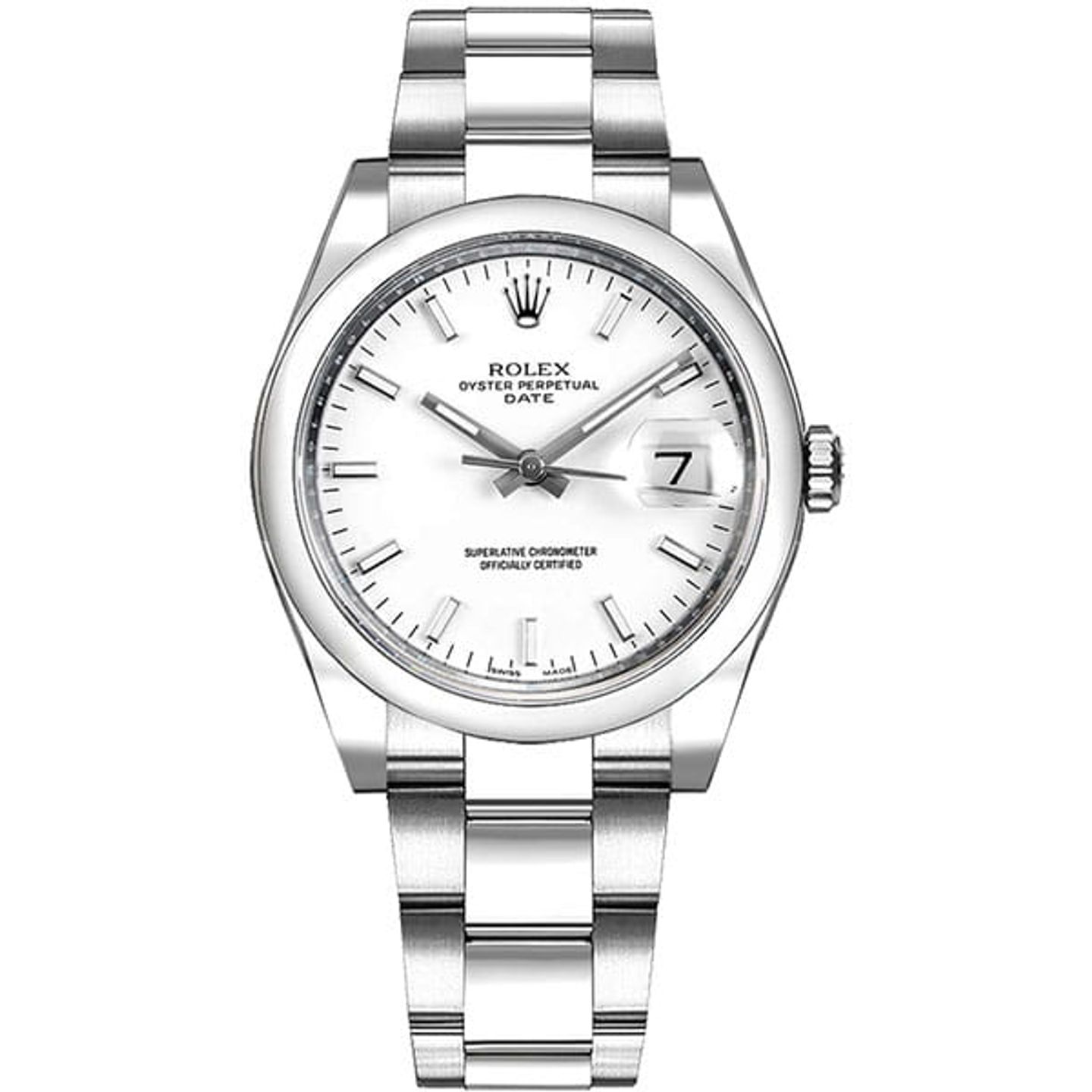 Rolex Oyster Perpetual Date 115200 (2013) - Wit wijzerplaat 34mm Staal (1/1)