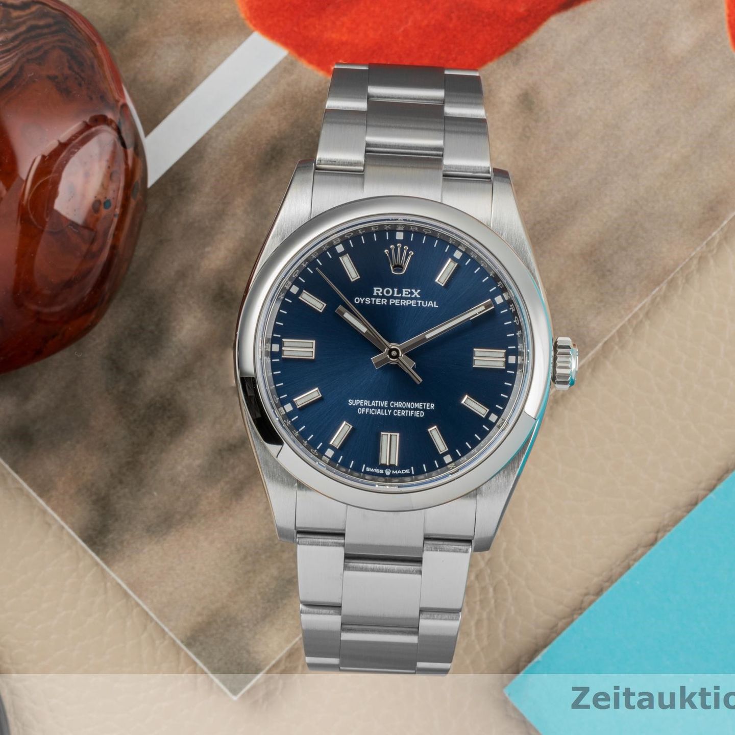 Rolex Oyster Perpetual 126000 (Unknown (random serial)) - Turquoise dial 36 mm Steel case (1/8)