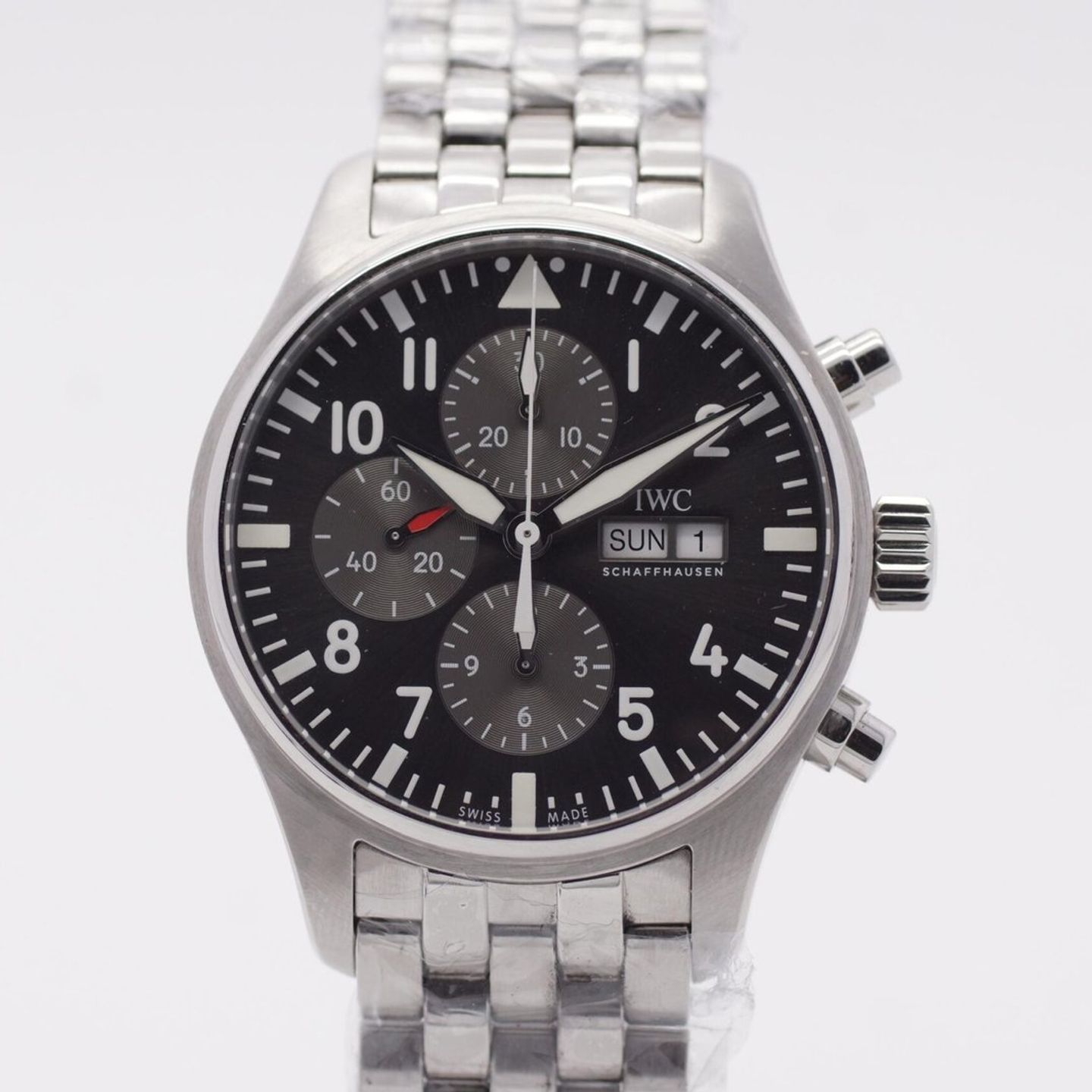 IWC Pilot Spitfire Chronograph IW377719 (2019) - Grey dial 43 mm Steel case (3/8)