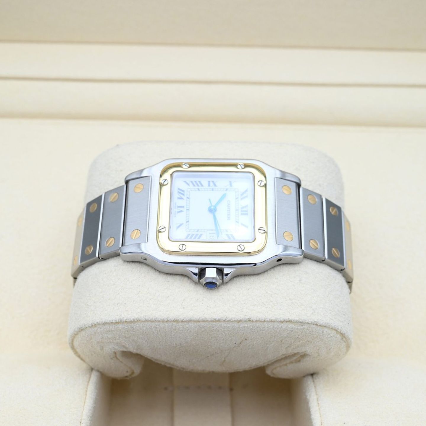 Cartier Santos 2961 (Onbekend (willekeurig serienummer)) - Wit wijzerplaat 29mm Goud/Staal (4/8)