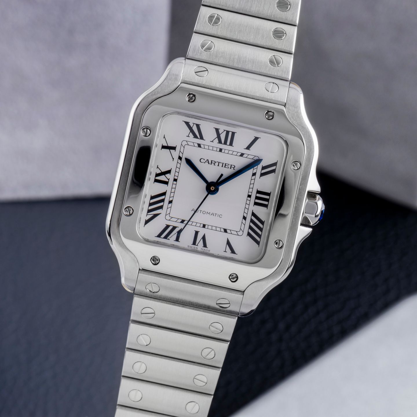 Cartier Santos WSSA0010 (Unknown (random serial)) - Silver dial 35 mm Steel case (3/8)