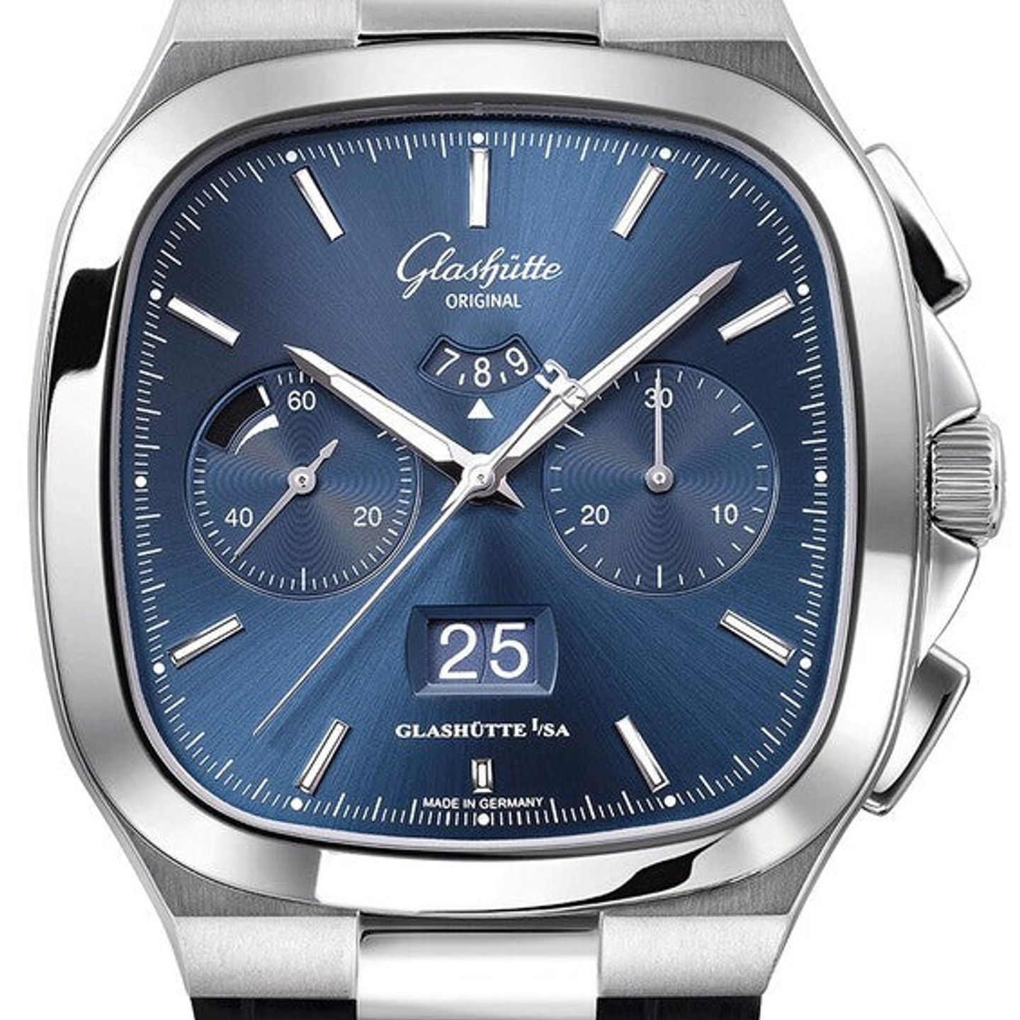 Glashütte Original Senator Chronograph Panorama Date 1-37-02-08-02-61 (2025) - Blue dial 40 mm Steel case (1/1)