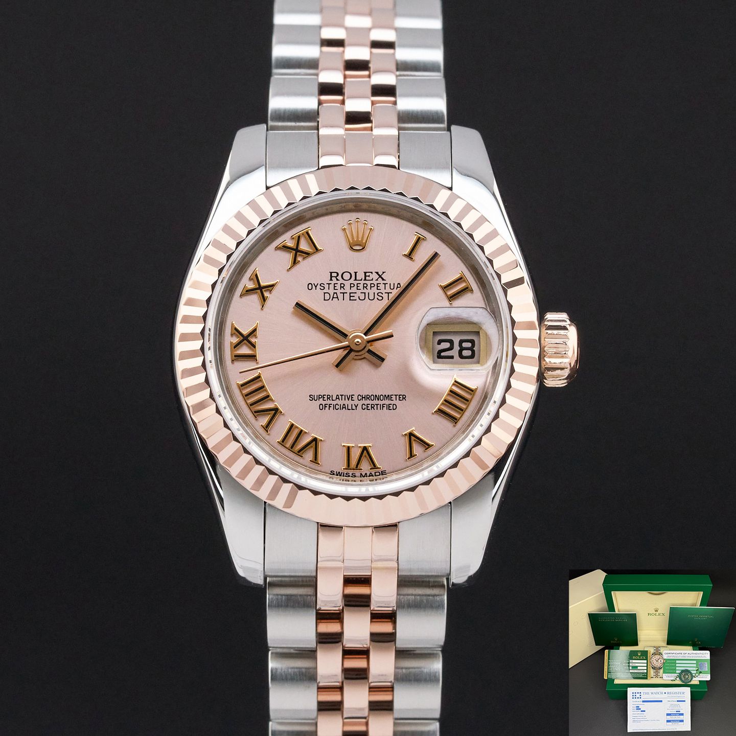 Rolex Lady-Datejust 179171 (2014) - Pink dial 26 mm Gold/Steel case (1/8)