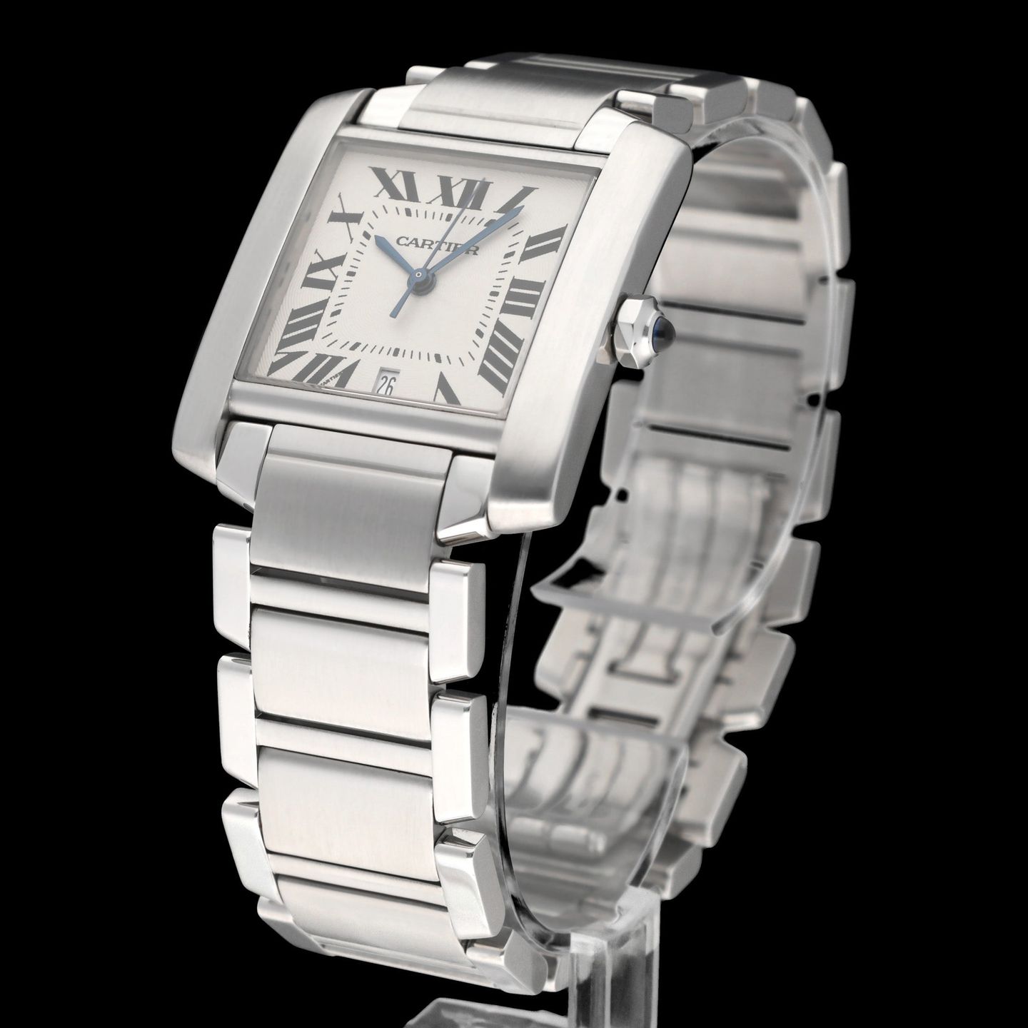 Cartier Tank Française 2302 (1998) - Silver dial 28 mm Steel case (5/8)