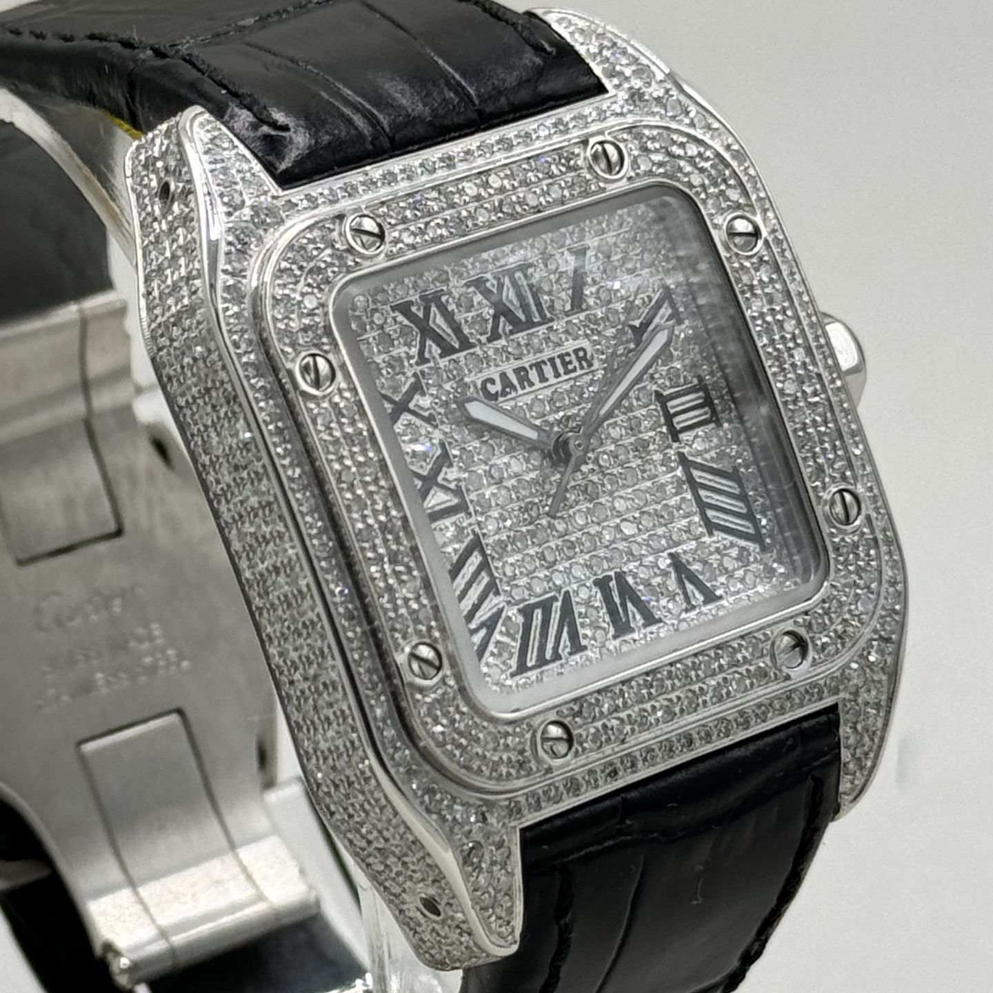 Cartier Santos 100 2878 (Onbekend (willekeurig serienummer)) - Zilver wijzerplaat 33mm Staal (4/8)