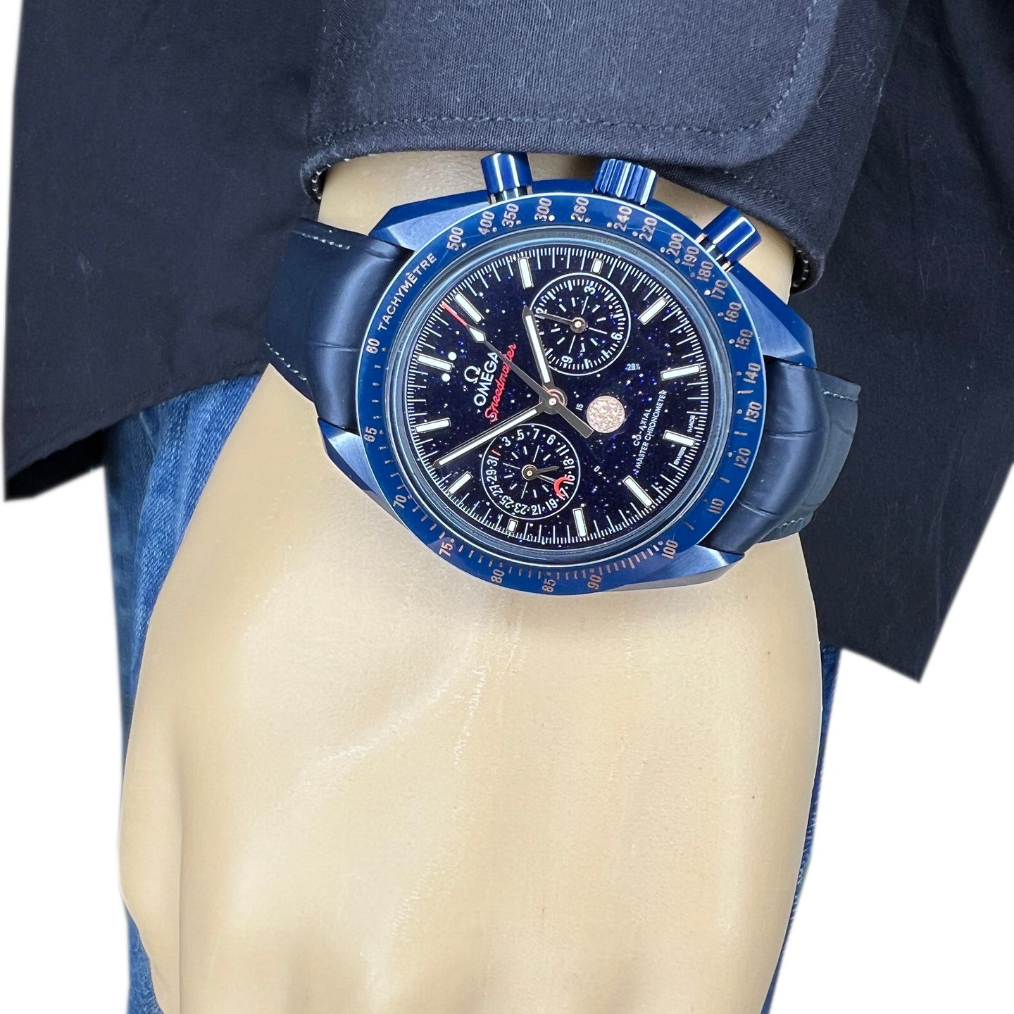 Omega Speedmaster Professional Moonwatch Moonphase 304.93.44.52.03.002 (2024) - Blue dial 44 mm Ceramic case (3/8)