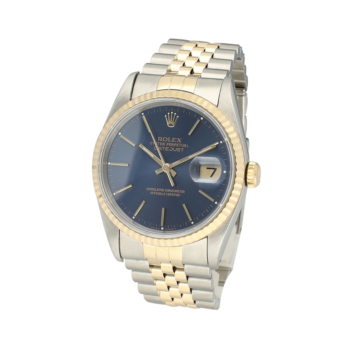 Rolex Datejust 36 16233 (1991) - Blauw wijzerplaat 36mm Goud/Staal (5/8)