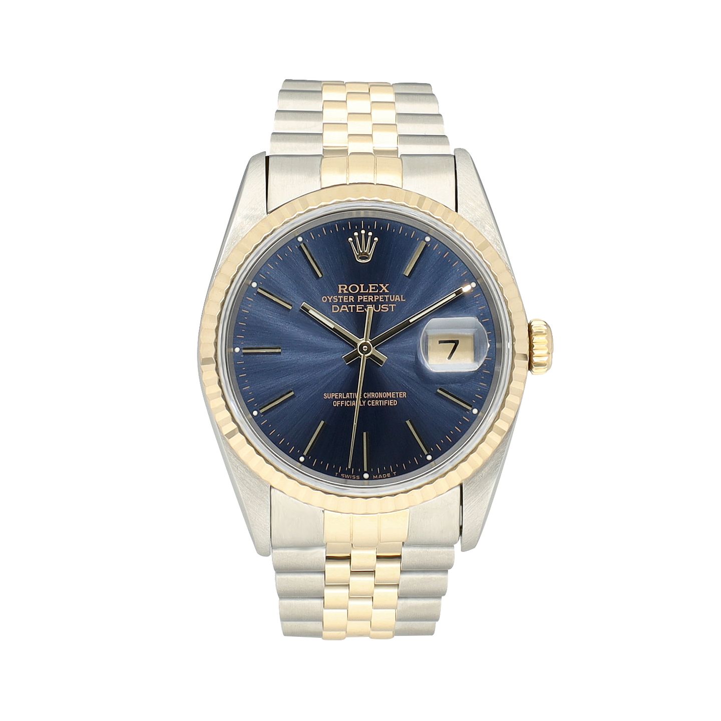 Rolex Datejust 36 16233 (1991) - Blauw wijzerplaat 36mm Goud/Staal (3/8)