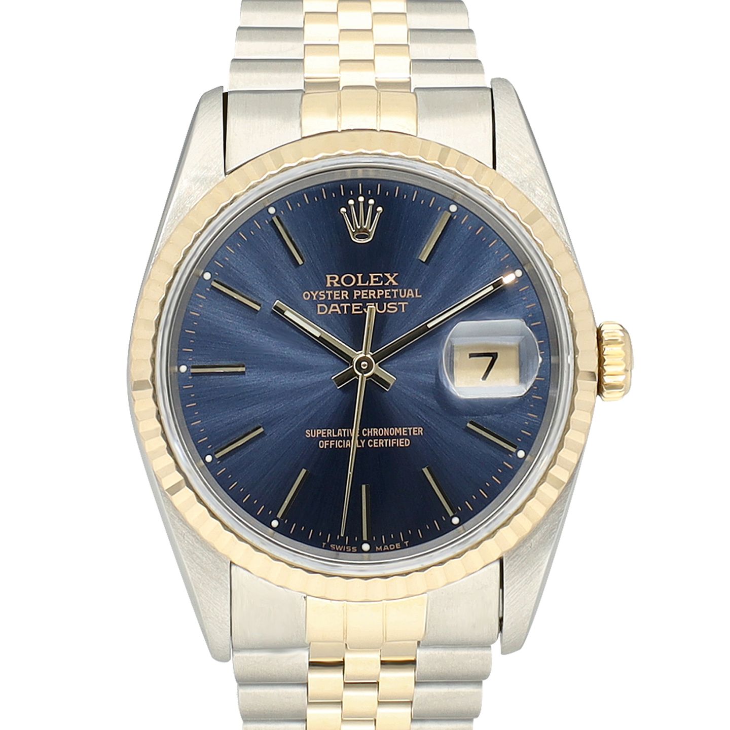 Rolex Datejust 36 16233 (1991) - Blauw wijzerplaat 36mm Goud/Staal (2/8)