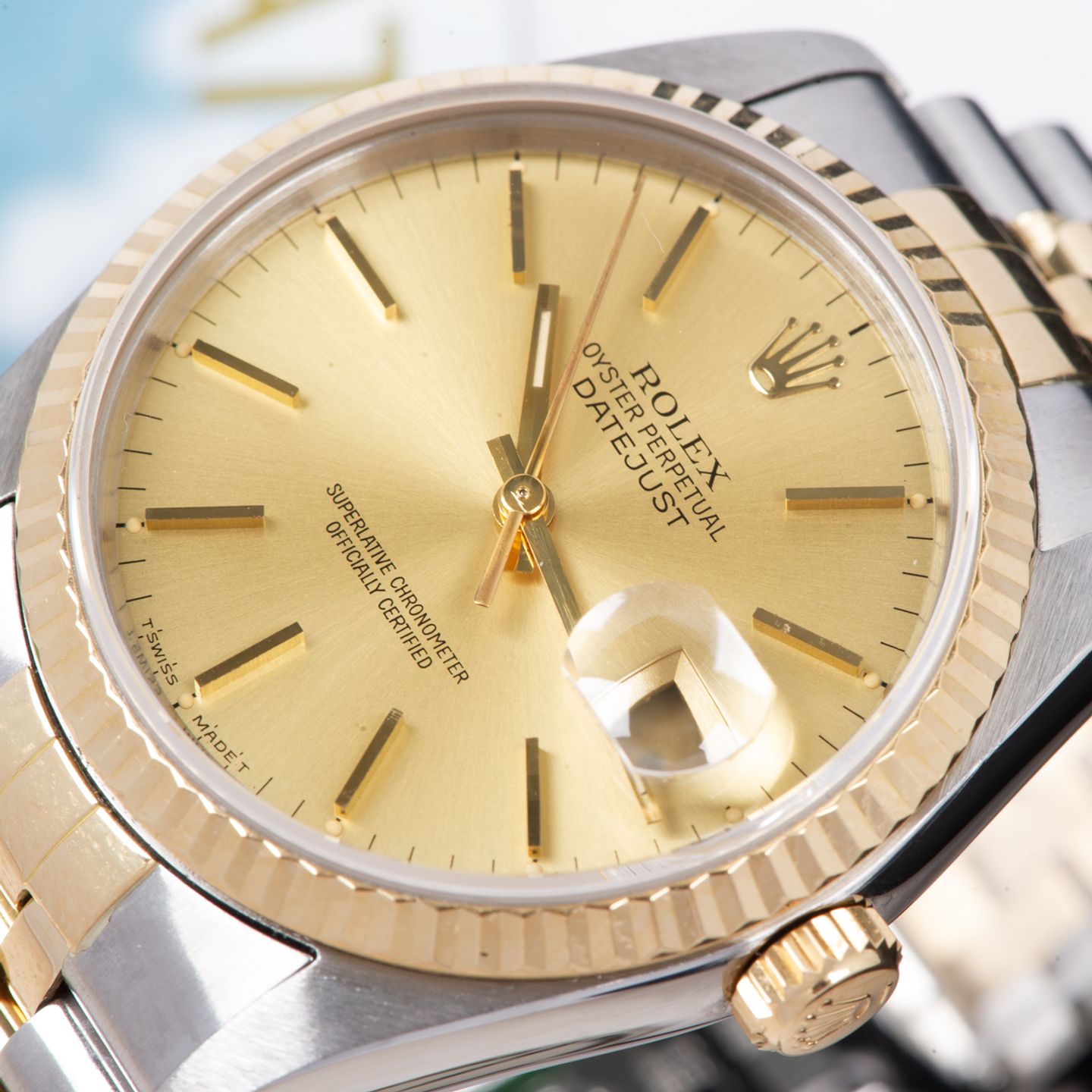 Rolex Datejust 36 16233 (1988) - Champagne dial 36 mm Gold/Steel case (3/8)