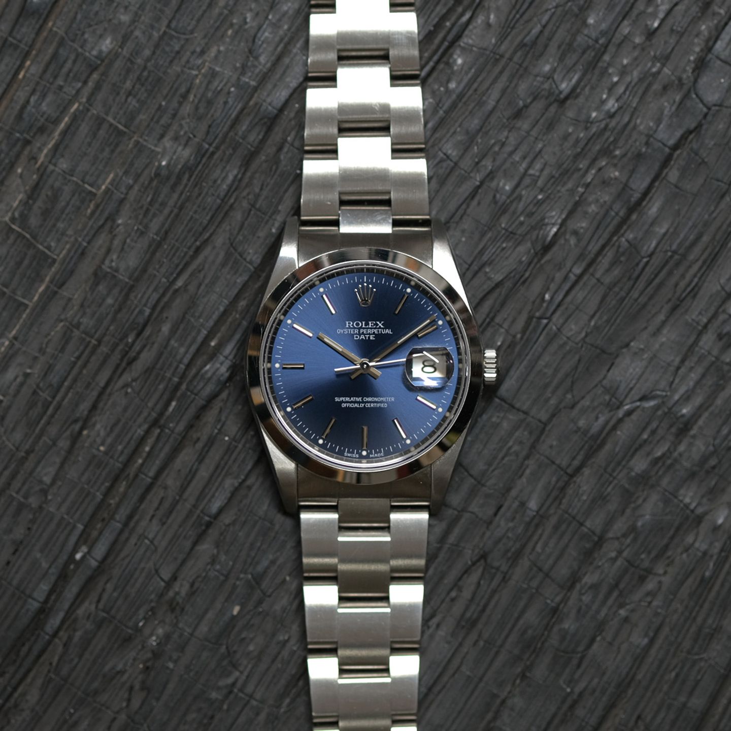 Rolex Oyster Perpetual Date 15200 (2001) - Blue dial 34 mm Steel case (2/8)