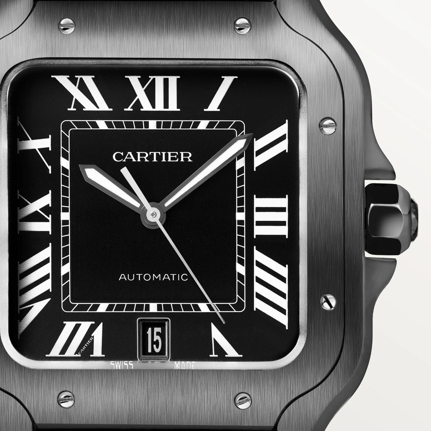 Cartier Santos WSSA0039 (2024) - Zwart wijzerplaat 40mm Staal (3/8)