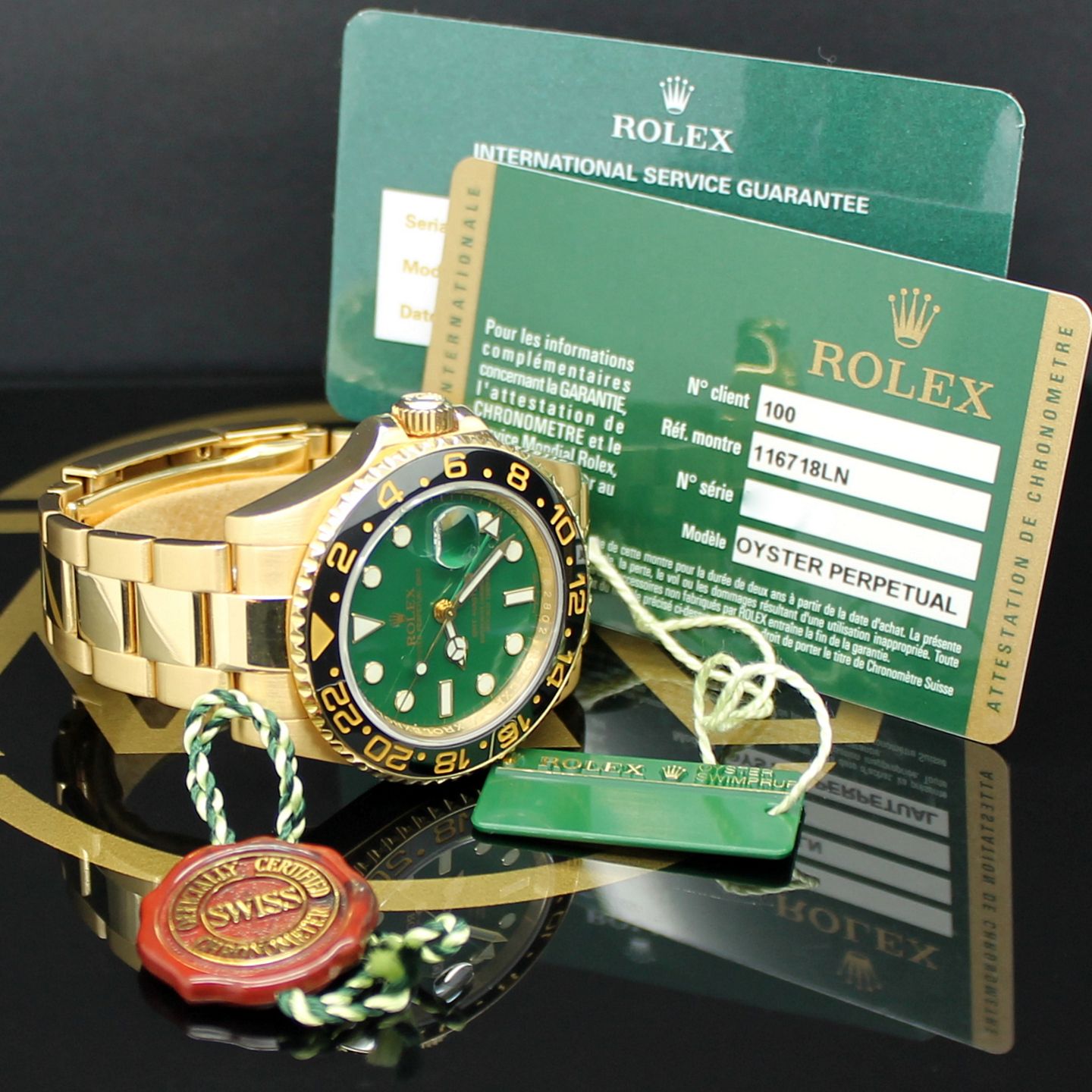 Rolex GMT-Master II 116718LN (2007) - Green dial 40 mm Yellow Gold case (3/7)