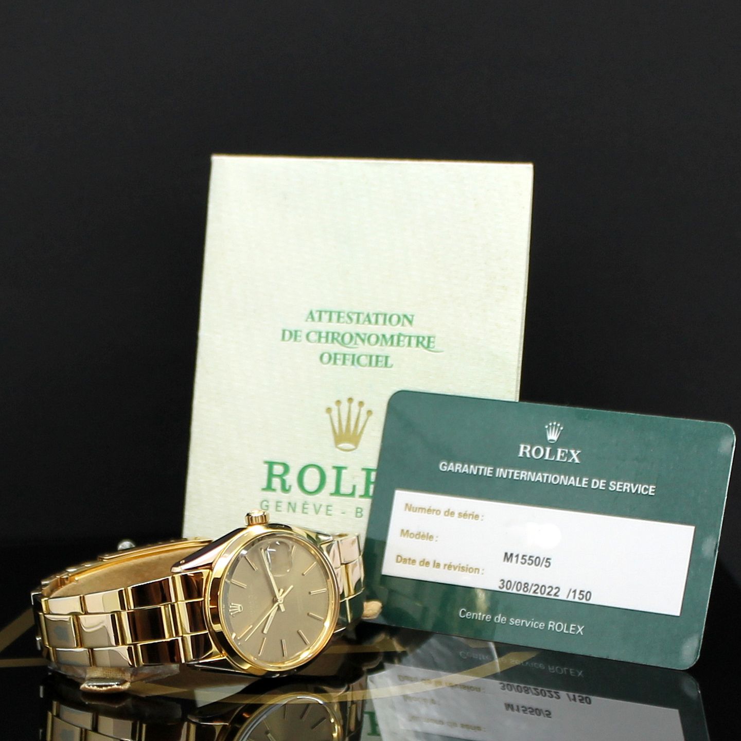Rolex Oyster Perpetual Date 1550 (1972) - Gold dial 34 mm Yellow Gold case (3/7)