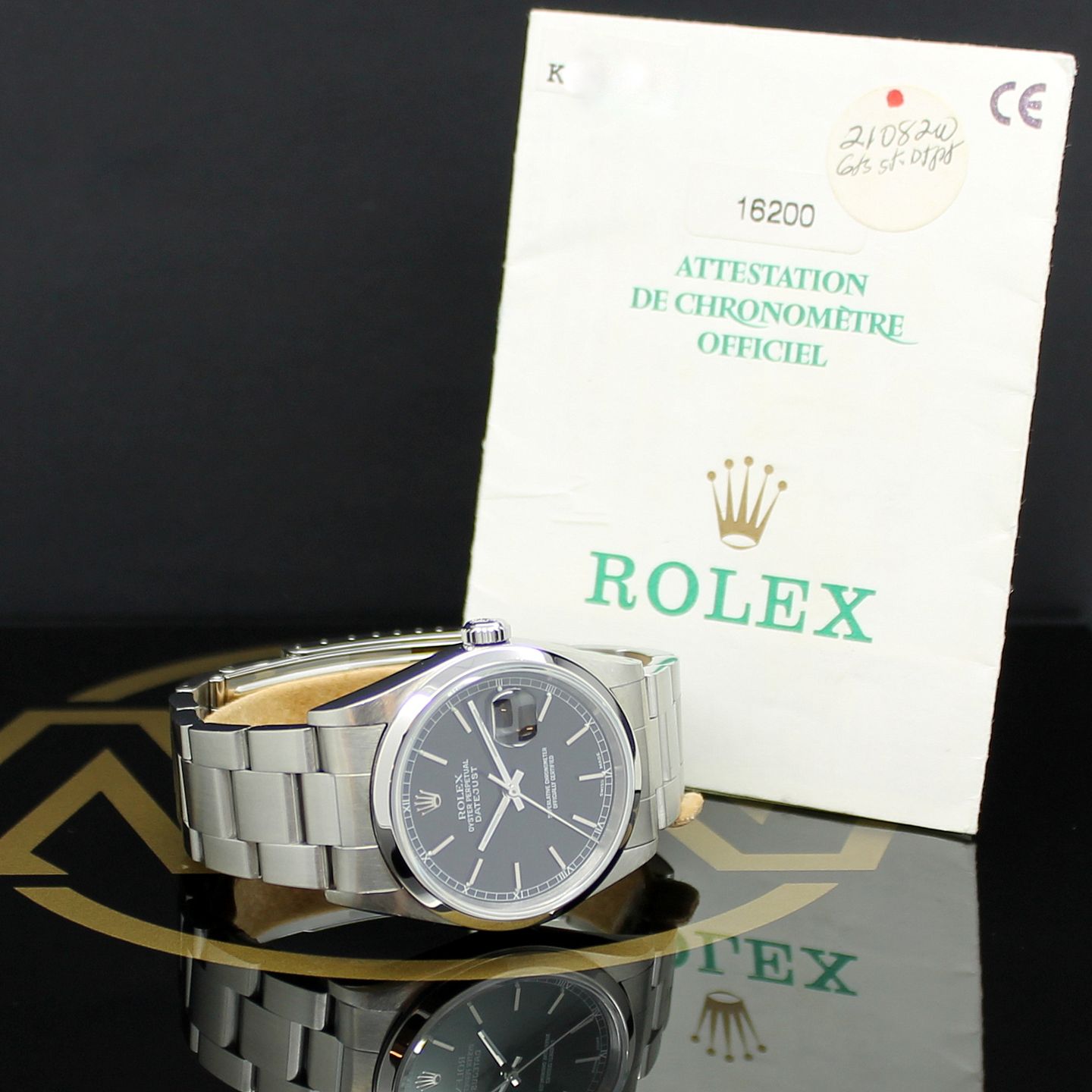 Rolex Datejust 36 16200 (2002) - Black dial 36 mm Steel case (3/7)
