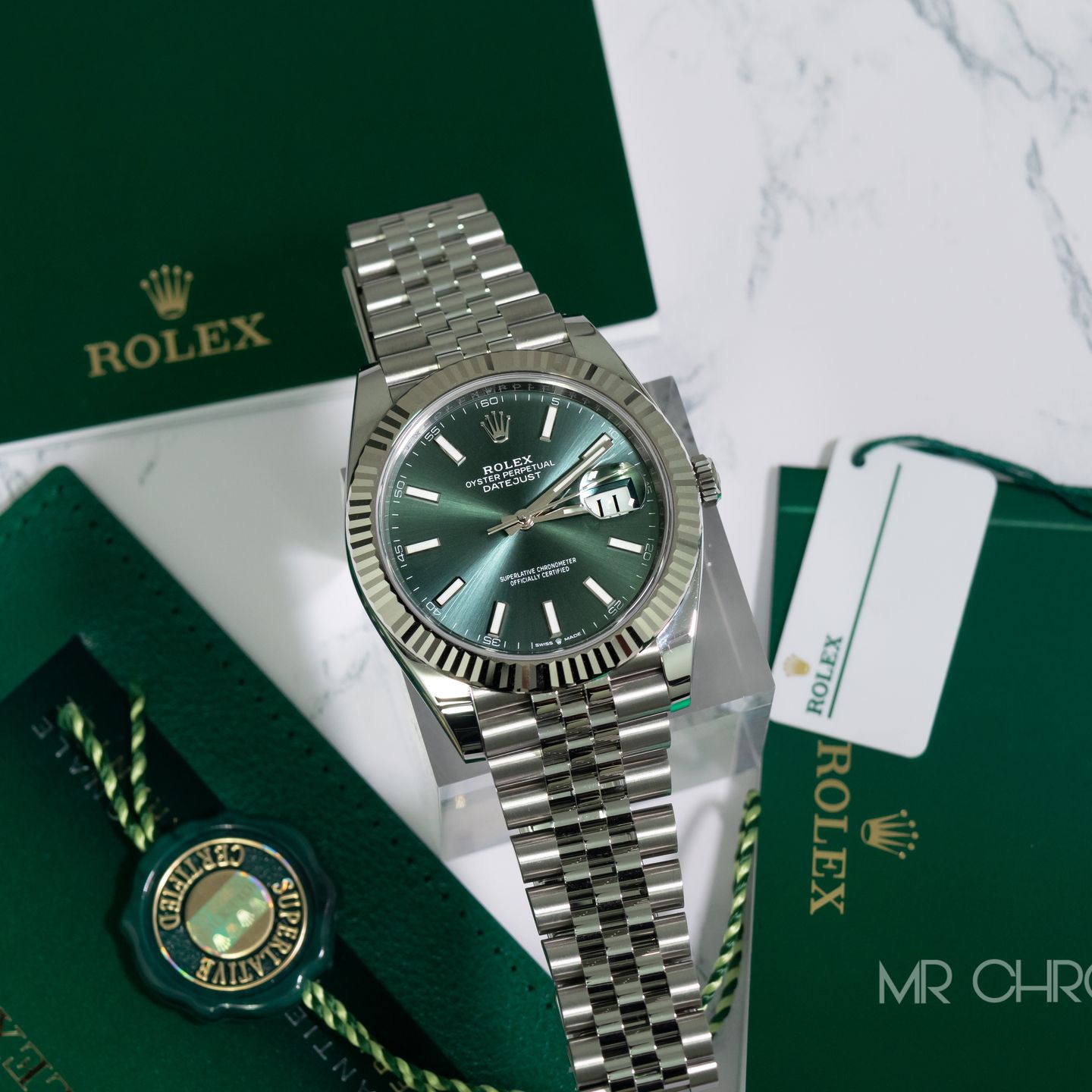 Rolex Datejust 41 126334 (2022) - Green dial 41 mm Steel case (1/8)
